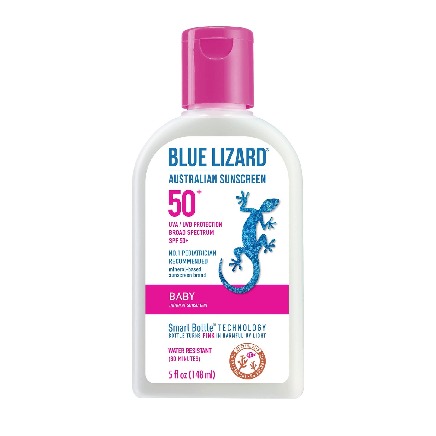 Blue Lizard Baby Mineral Sunscreen SPF 50 - Zinc Oxide, Fragrance-Free, Water Resistant, UVA/UVB Protection, Smart Tech, 5 Fl Oz