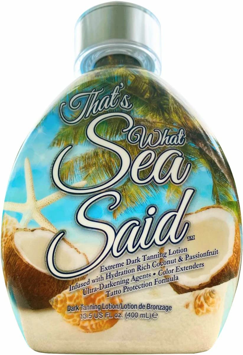 That’s What Sea Said Tanning Lotion Accelerator – Indoor & Outdoor Use, Safe for Face, Body & Tattoos, Coconut Oil, No Bronzer