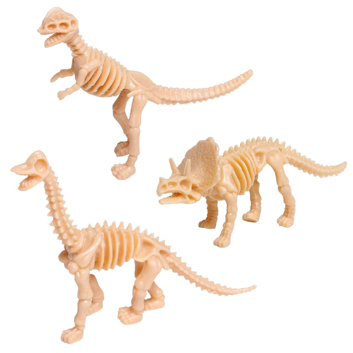 UPINS 30-Pack Dinosaur Fossil Skeleton Toys, 3.7" Assorted Dino Bones for Kids, Educational Science Play, Sand Dig, Party Favors