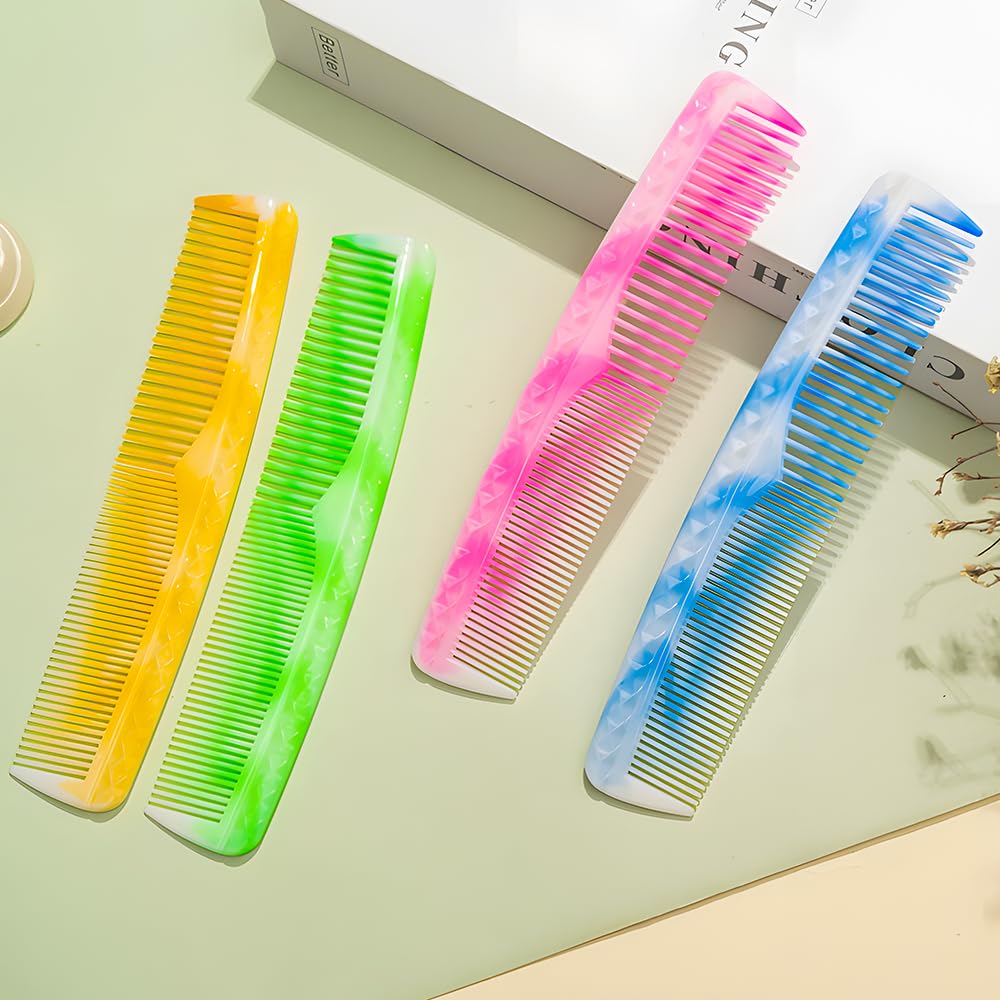 FHALLYNN Pink Hair Comb Set - Wide Tooth, Fine Tooth, Rat Tail, and Dual Comb for Women and Men