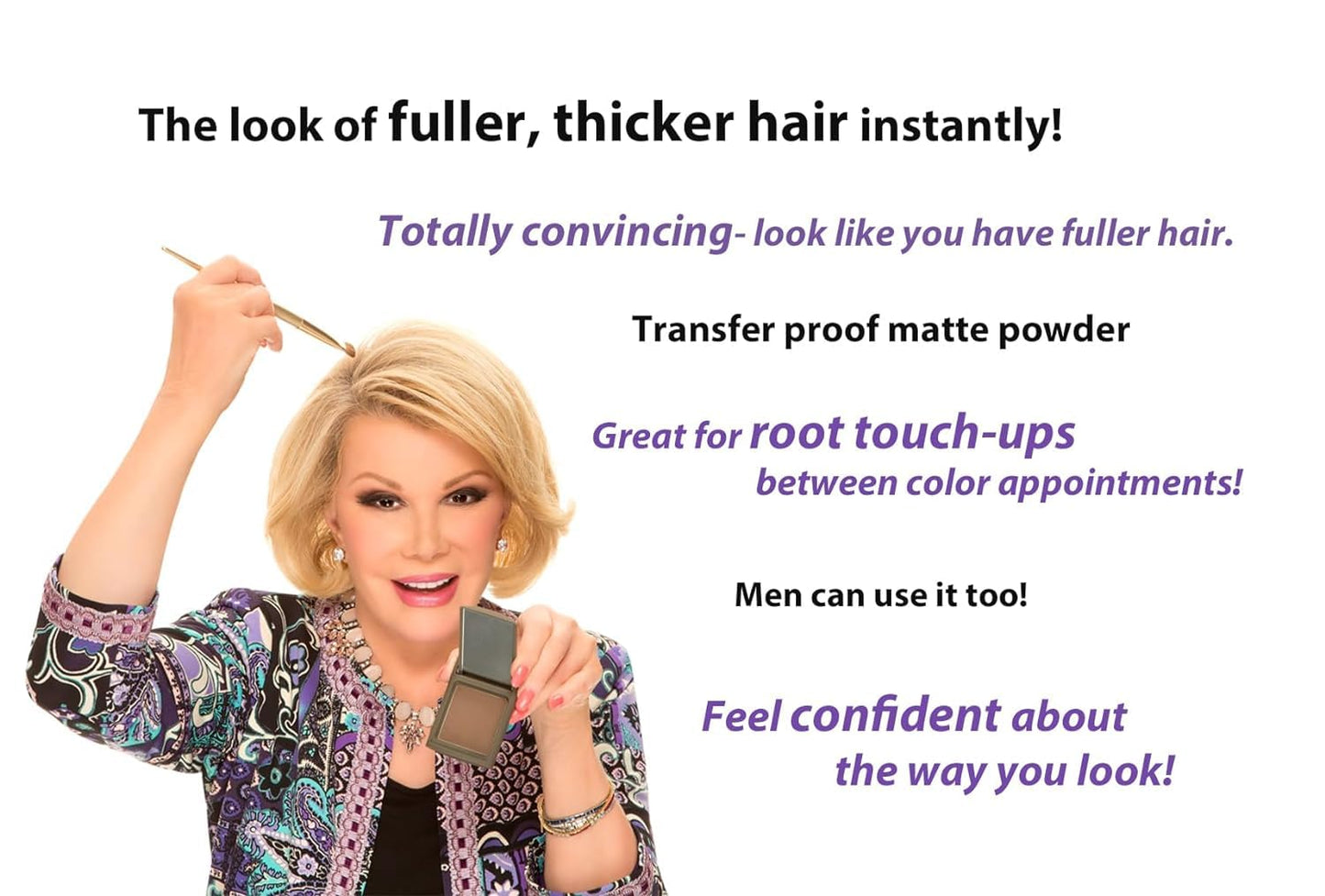 Joan Rivers Great Hair Day Root Touch Up Powder Duo - Fill-in Powder for Thicker, Fuller Looking Hair (Blonde)