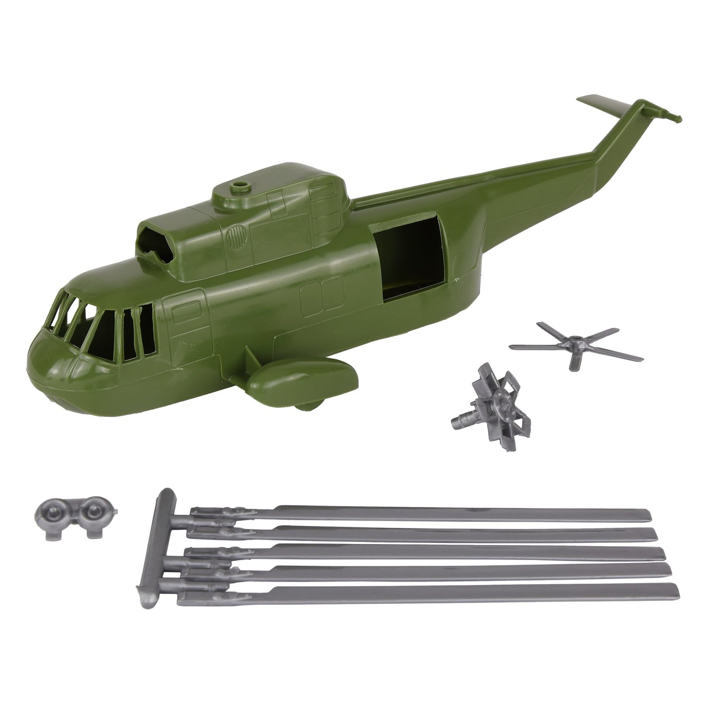 TimMee Plastic Army Men Helicopter Playset - OD Green 26pc Made in USA