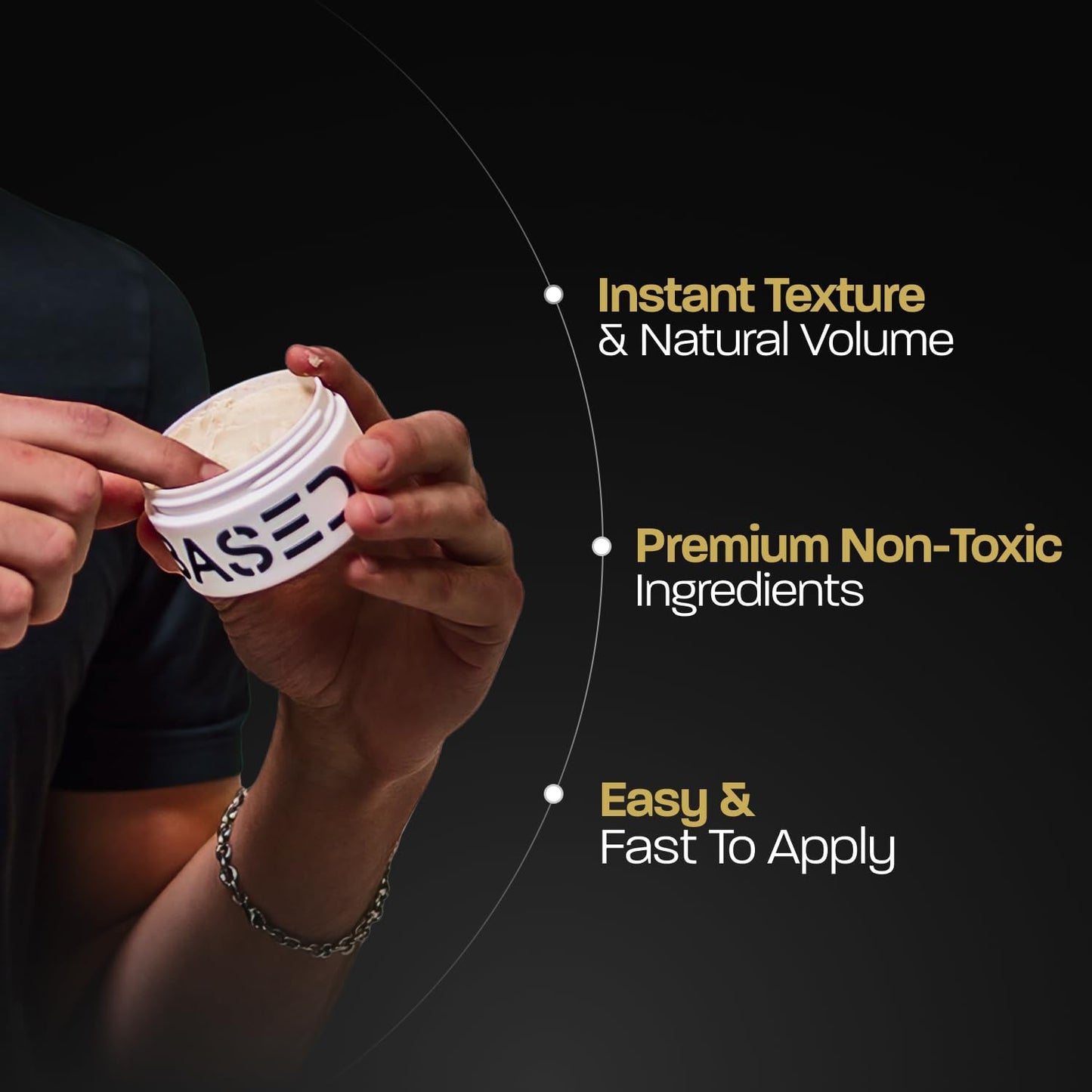 BASED Hair Clay for Men - Strong Hold & Low Shine Texturizing Styling Clay for Medium, Thick, Straight & Wavy Hair - Santal Sandalwood, 3oz