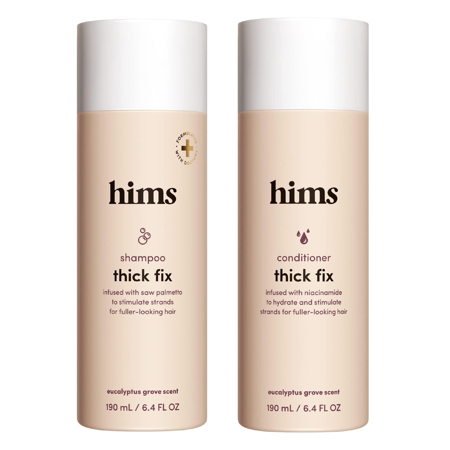 hims Thick Fix Shampoo & Conditioner Set – Saw Palmetto for Hair Growth & Thickening – Scalp Cleanser – Vegan, Sulfate-Free, Cruelty-Free, 6.4 fl oz