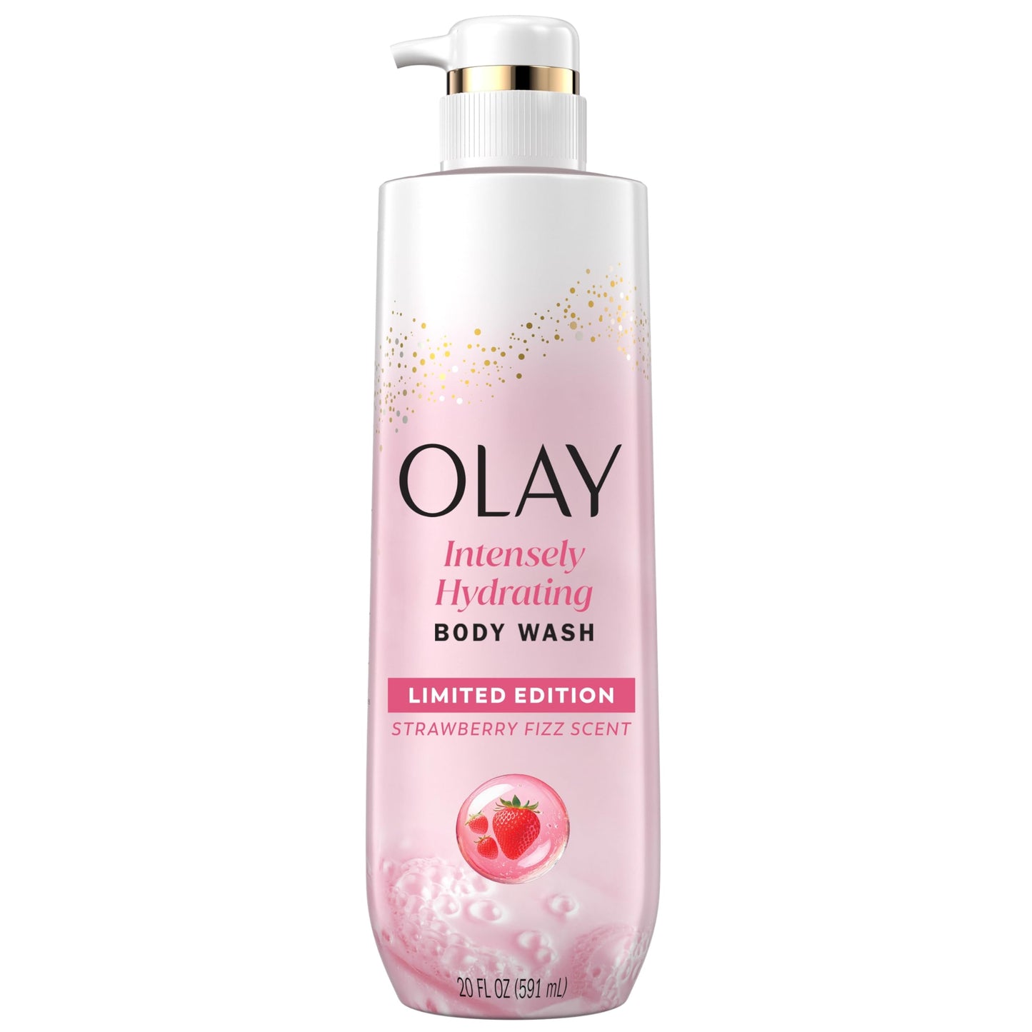 Olay Body Wash for Women, Hydrating with Pro-Hyaluronic Acid & Vitamin B3, Renews Moisture, Strawberry Summer Fizz, 20 fl oz