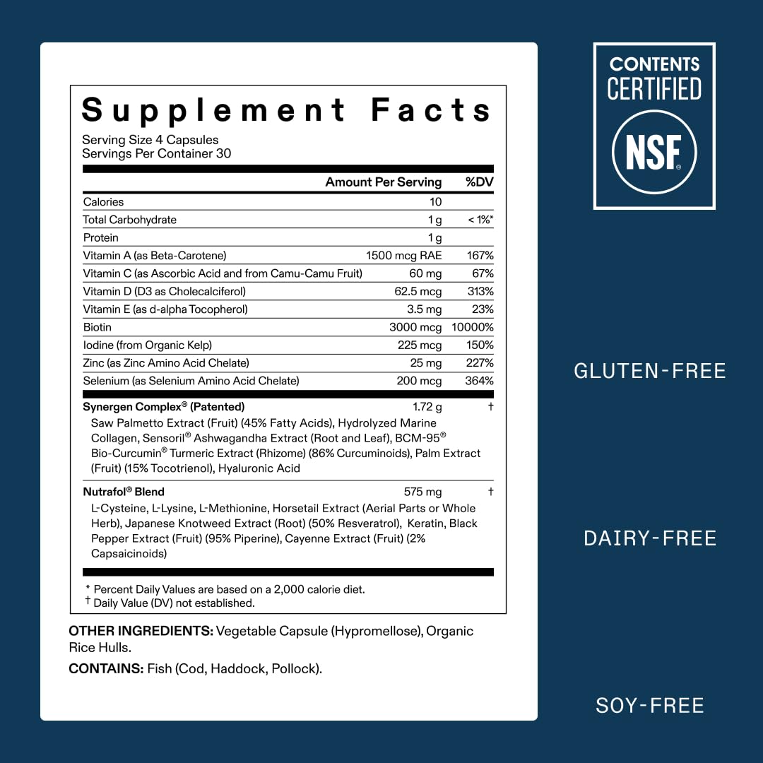 Nutrafol Men’s Hair Growth Supplement Refill – Clinically Tested for Thicker, Fuller Hair & Scalp Coverage, Dermatologist Recommended, 1-Month Supply