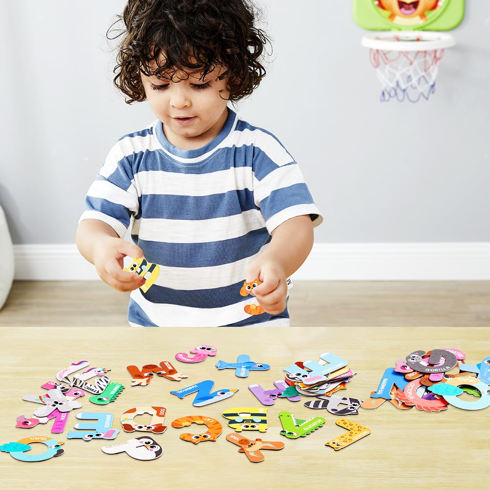 JOYIN Animal Alphabet Magnetic Letters for Toddlers 3-5, 26 Large Uppercase ABC Fridge Magnets, Educational Spelling & Learning Toy