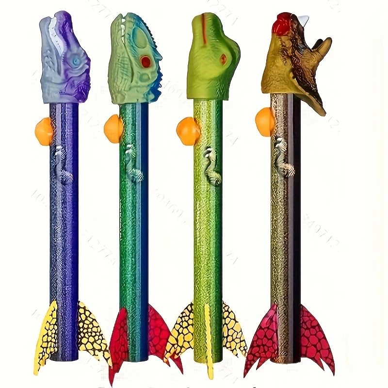 Topnradym Dinosaur Rocket Launcher, 6 Dinosaur Foam Rockets, Launch up to 100 ft, Family Fun, Birthdays, Gift