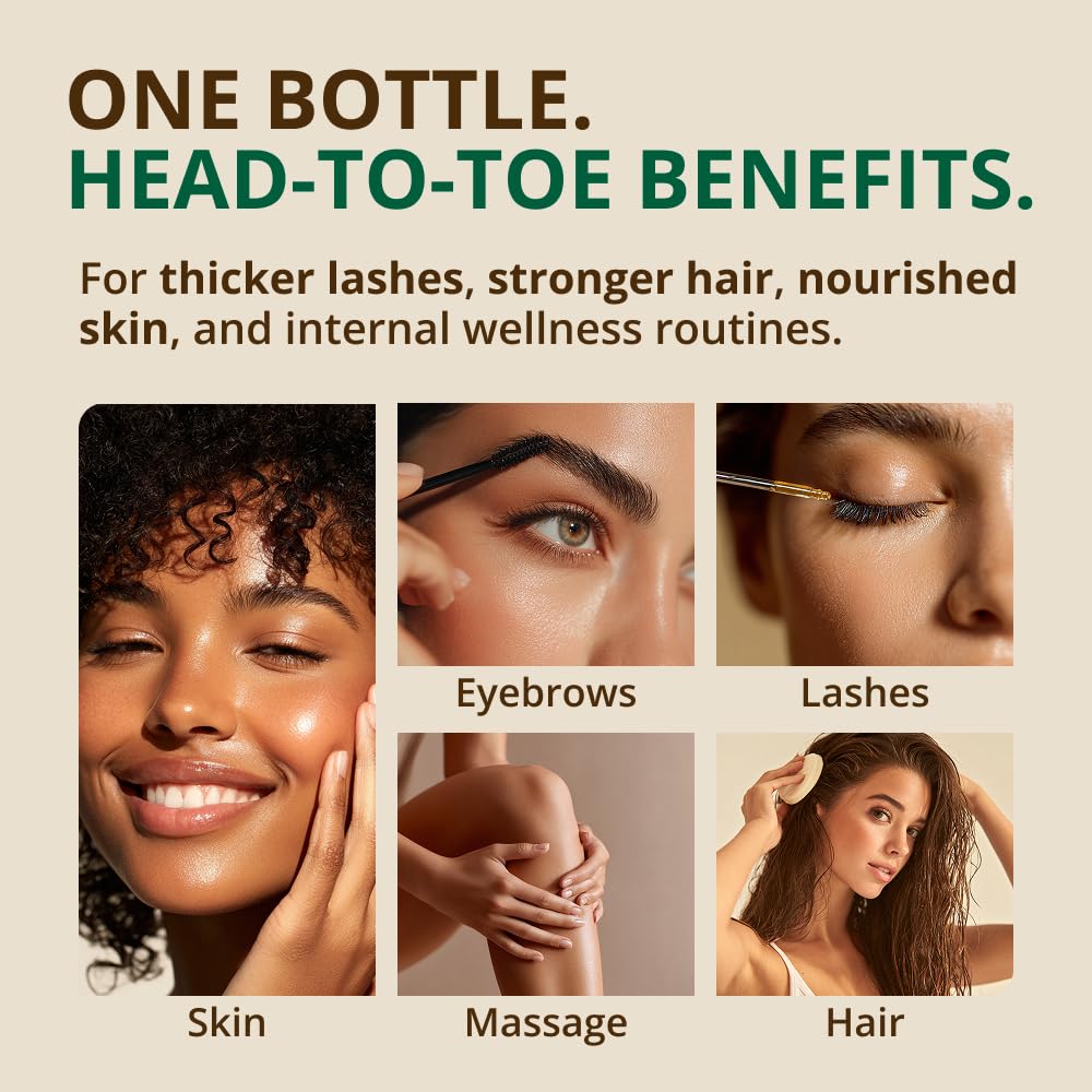 RejuveNaturals Organic Castor Oil 16oz – 100% Pure, Cold Pressed & Hexane-Free – USDA Certified for Hair Growth, Thicker Lashes & Brows