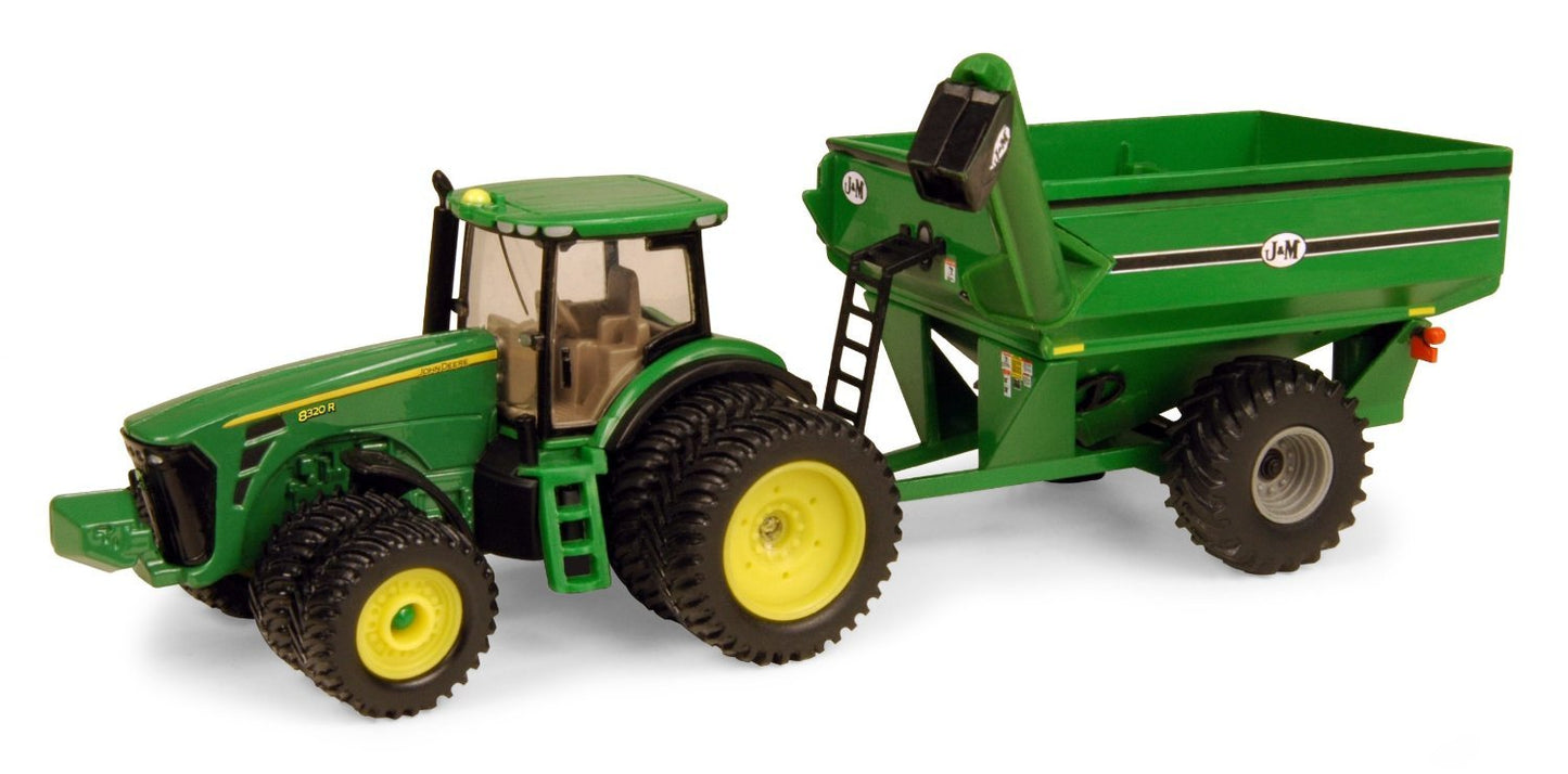 ERTL Big Farm John Deere Tractor Toy with J&M Grain Cart, 1:64 Scale Die-Cast Farm & Construction Toy for Kids 8+