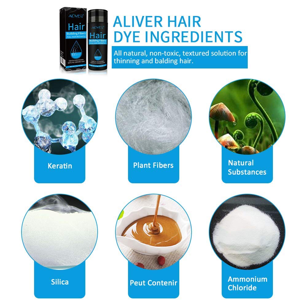 Aliver Hair Fibers for Thinning Hair Dark Brown – Instant Fuller, Thicker Look in 15 Secs – Conceals Hair Loss for Men & Women, 0.97 Oz