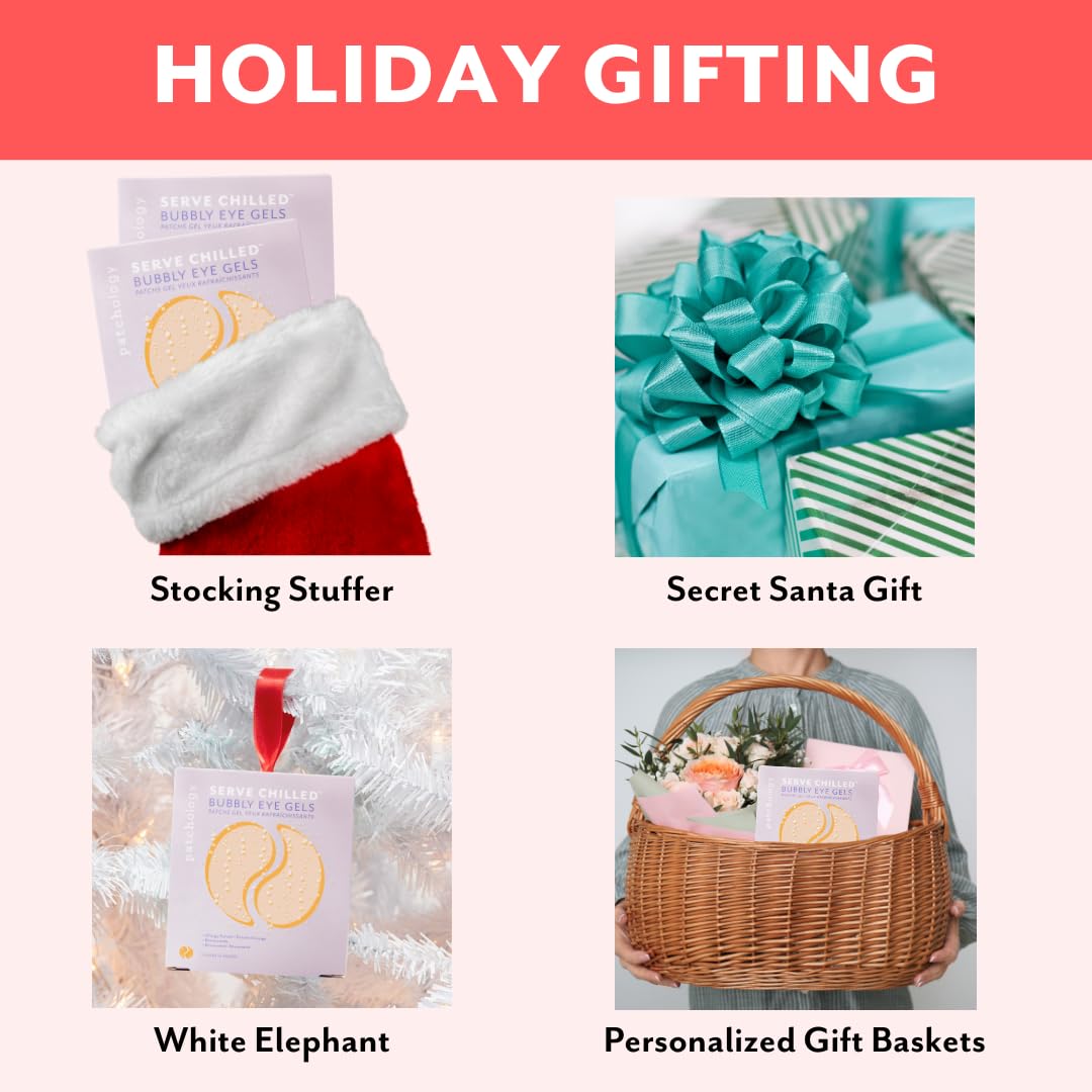 Patchology Serve Chilled Bubbly Eye Gels with Niacinamide & Vitamin C, Hydrating Under Eye Gel Pads, 5 Pairs