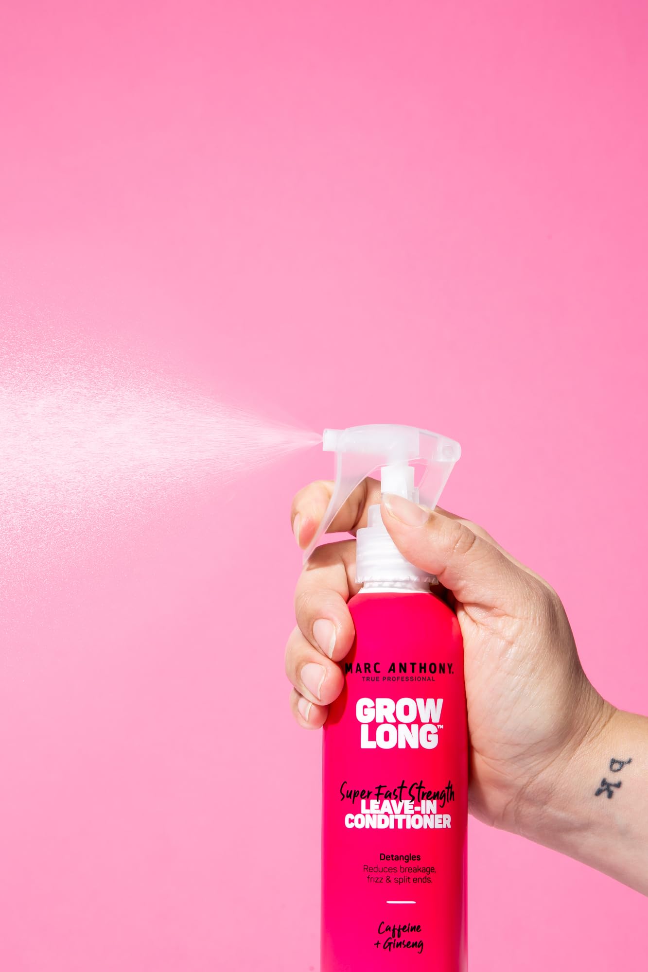 Marc Anthony Grow Long Leave-In Conditioner Spray & Detangler - Biotin, Vitamin E, Caffeine & Ginseng - Anti-Frizz, Split End Repair, Curly & Dry Hair