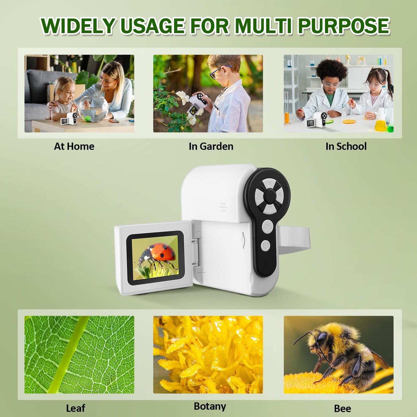 Barchrons 1000X Handheld Microscope for Kids ā 4K Mini Pocket Microscope with 2" Screen, 6 LED Lights, STEM Science Gift for Ages 8-12