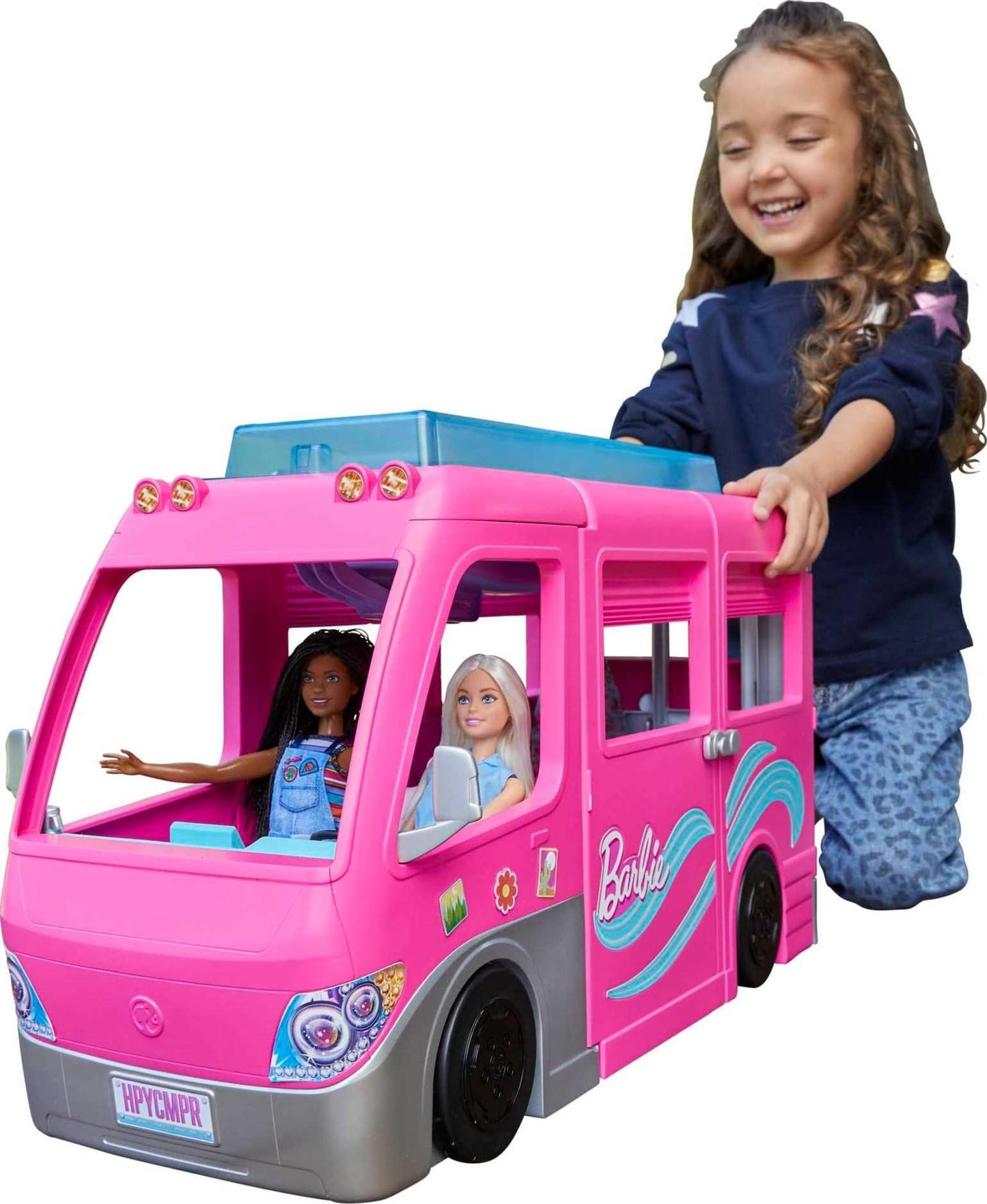 Barbie Camper, Doll Playset with 60 Accessories, 30-Inch-Slide and 7 Play Areas, Dream Camper