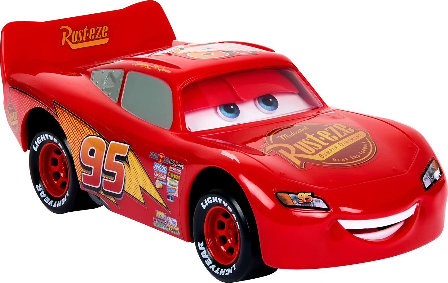 Mattel Disney Pixar Cars Moving Moments Toy Car with Eyes & Mouth that Move, Lightning McQueen Race Car, 7 inches Long