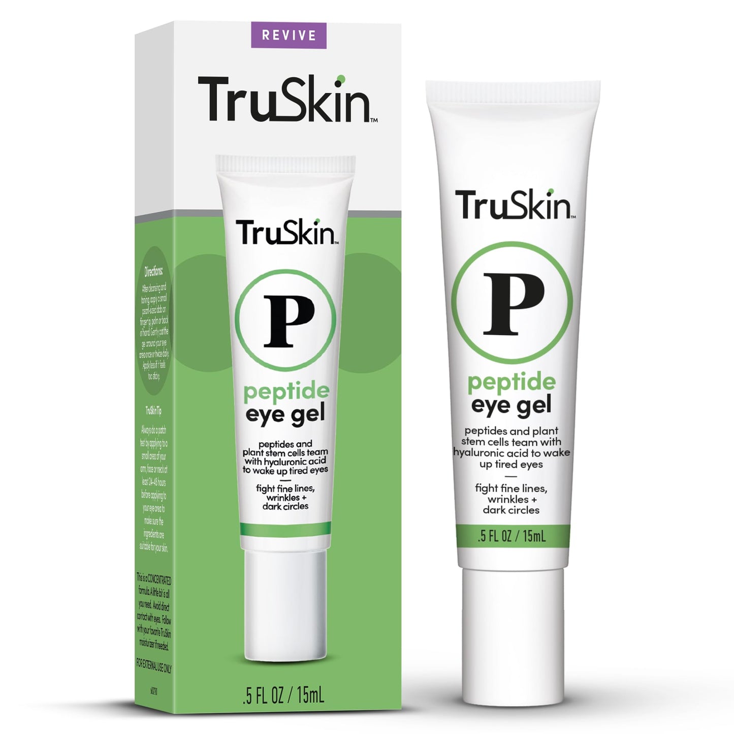TruSkin Peptide Eye Gel – Reduces Dark Circles & Fine Lines, Brightens Eyes with Peptides, Stem Cells & Hyaluronic Acid, 0.5 fl oz