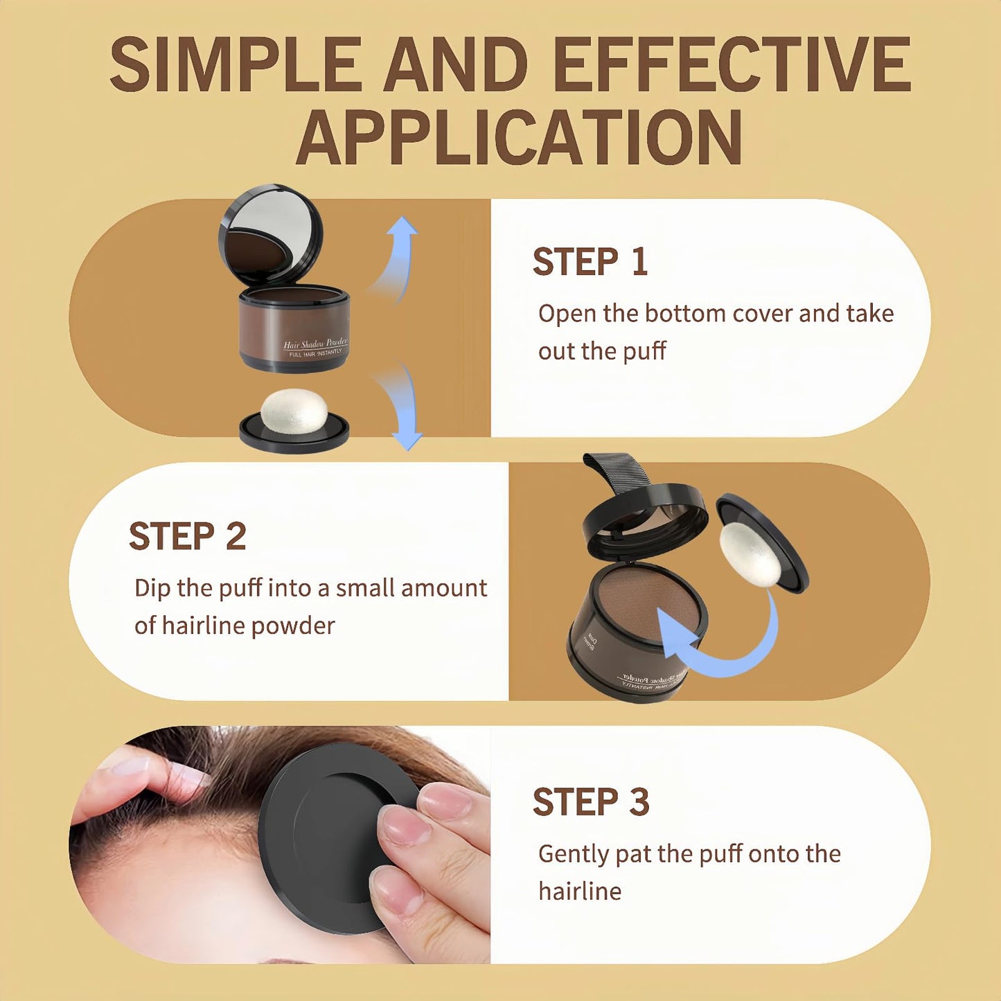 gowwim Hairline Powder(Dark Brown) Hair Root Dye, Instantly Hair Color Shadow Cover Gray Hair Root, Hair Touch-Up, Thin Hair Powder 4 g