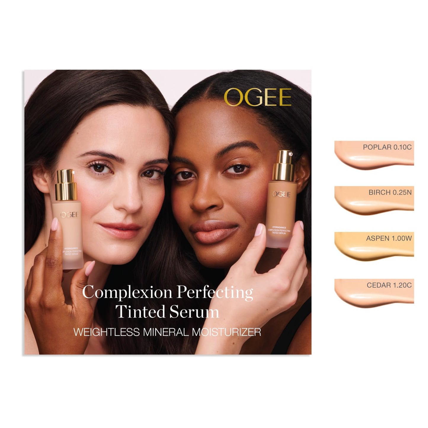 Ogee Complexion Perfecting Liquid Foundation - Lightweight Tinted Moisturizer with Vitamin C & Jojoba Oil, Fair Pink-Beige, Organic