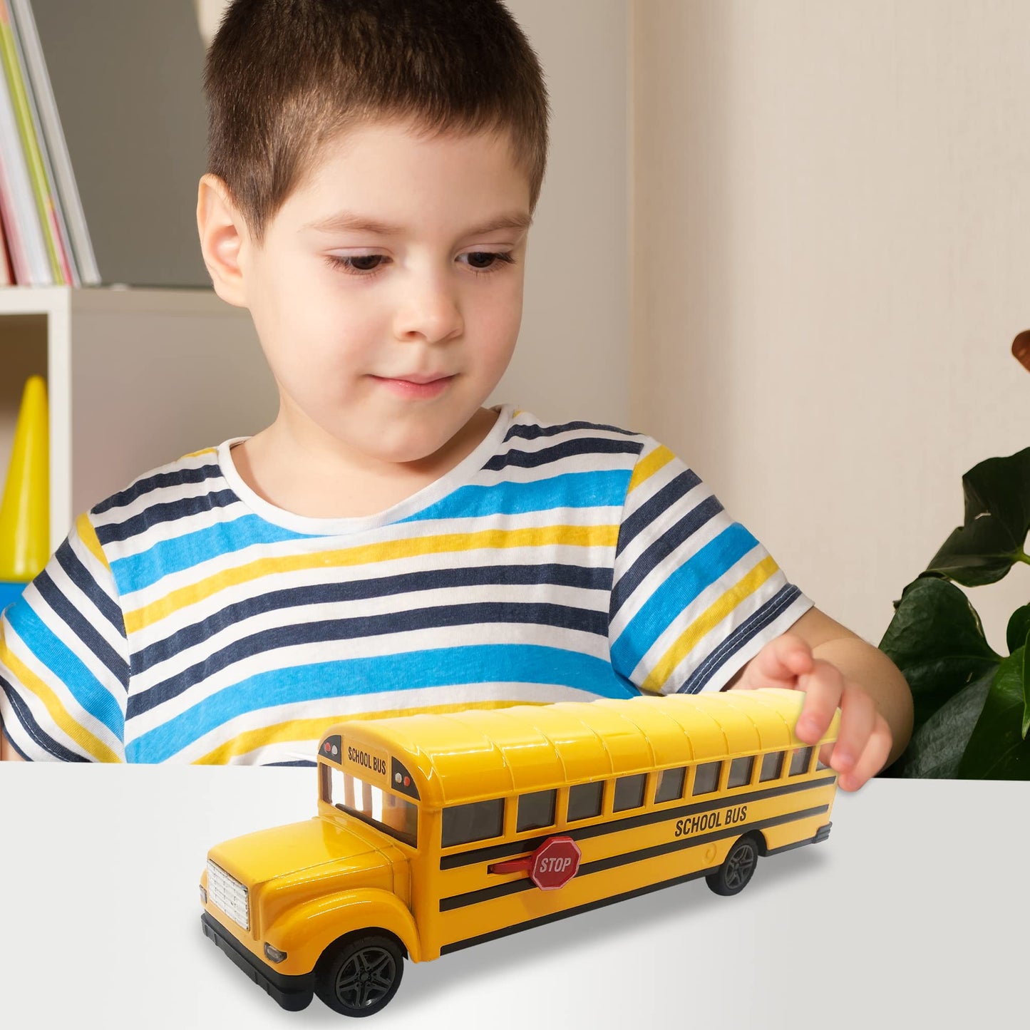 ArtCreativity 8.5" Yellow School Bus Toy – Pull Back Diecast Vehicle with Opening Doors & Rubber Tires – Durable Gift for Boys & Girls