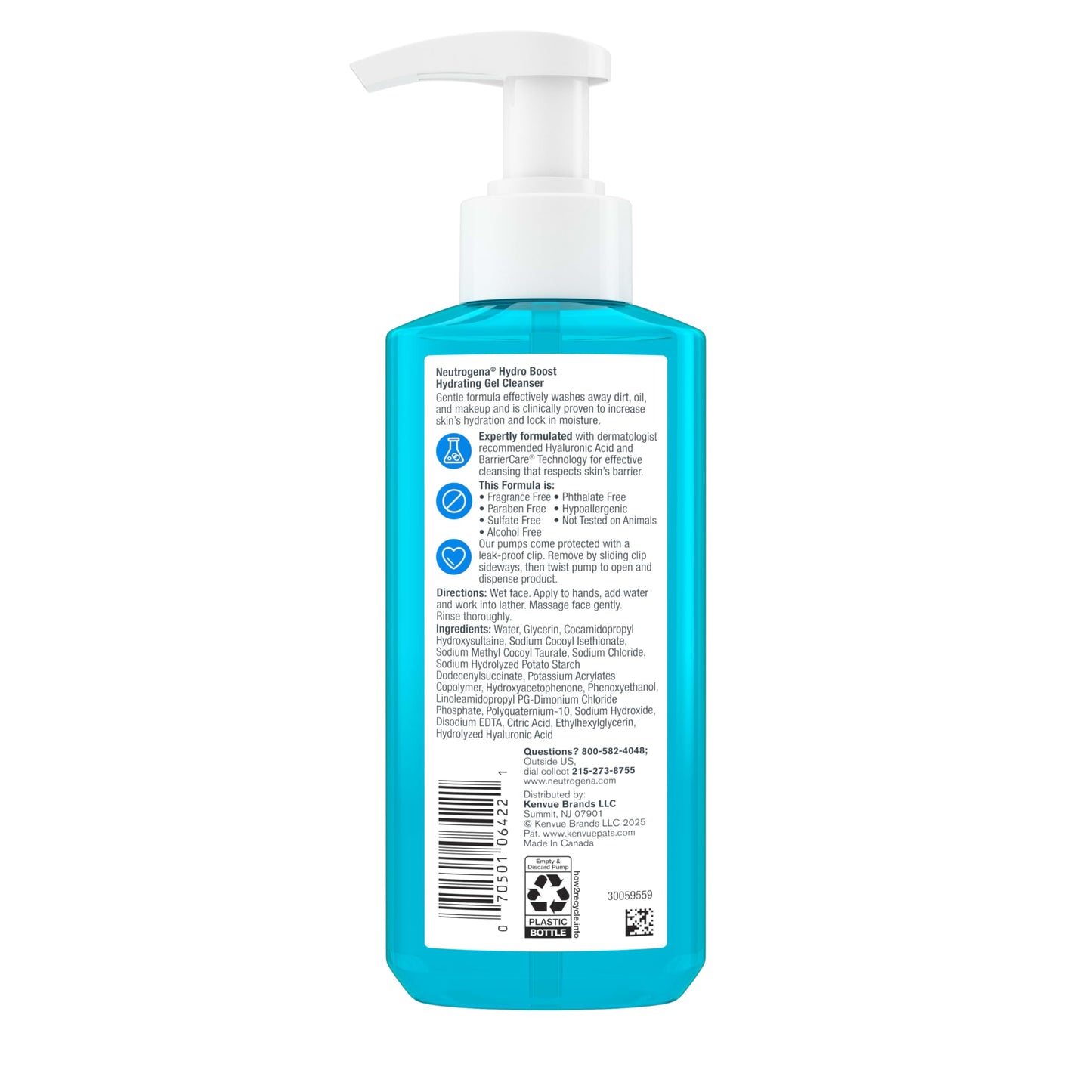 Neutrogena Hydro Boost Hydrating Face Wash, Fragrance-Free Gel Cleanser with Hyaluronic Acid, Daily Foaming Cleanser & Makeup Remover, 7.8 fl. oz