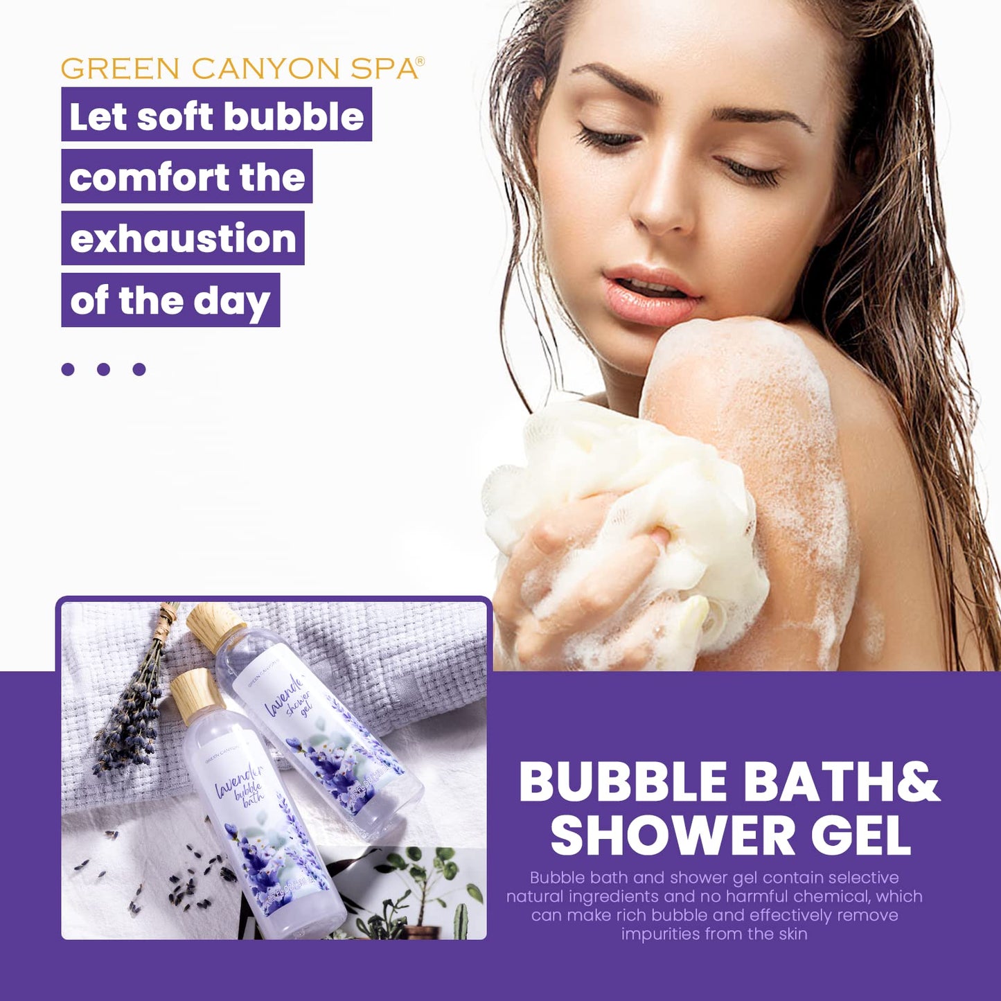 Green Canyon 11-Piece Lavender Spa Gift Set for Women – Bath, Body Lotion, Essential Oils, Relaxation Gift Basket for Her