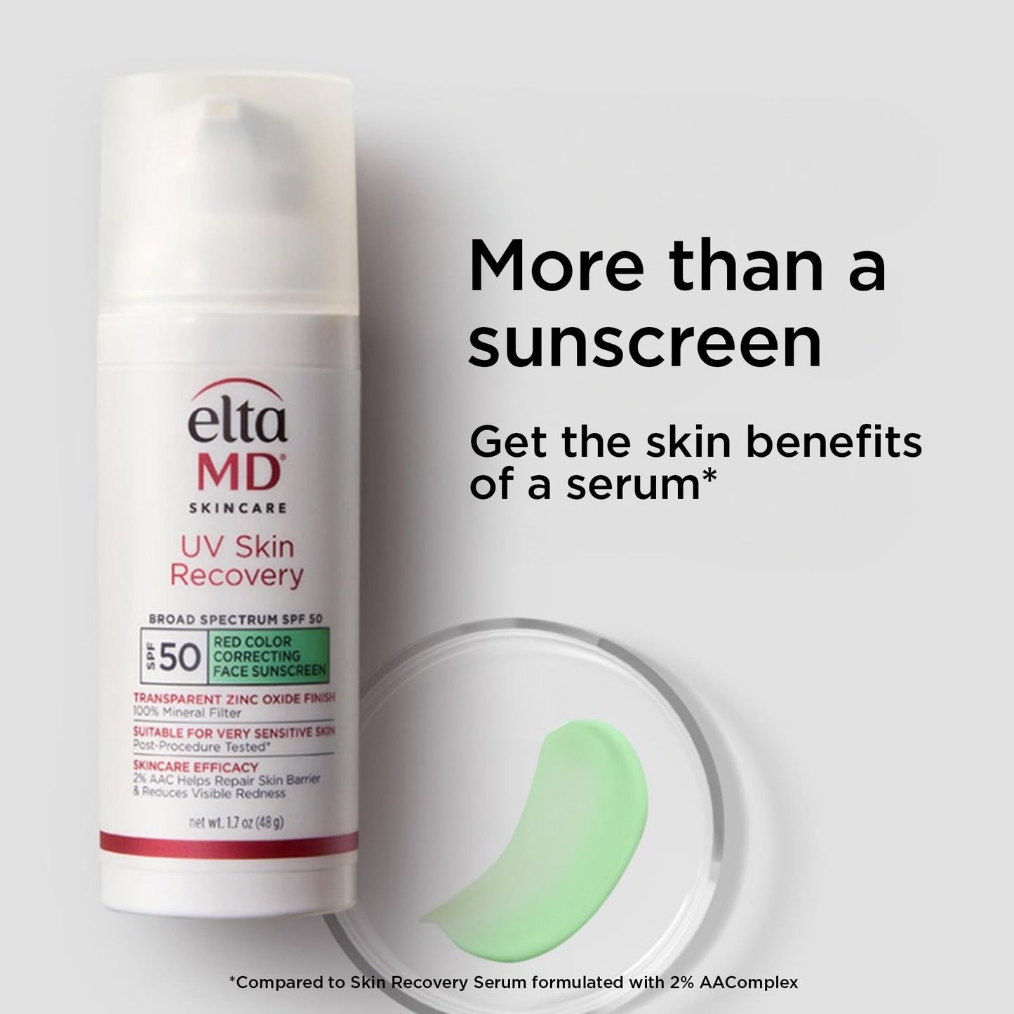 EltaMD UV Skin Recovery Green Tint All Mineral, Redness Reduction, Sensitive Skin Face Sunscreen SPF 50