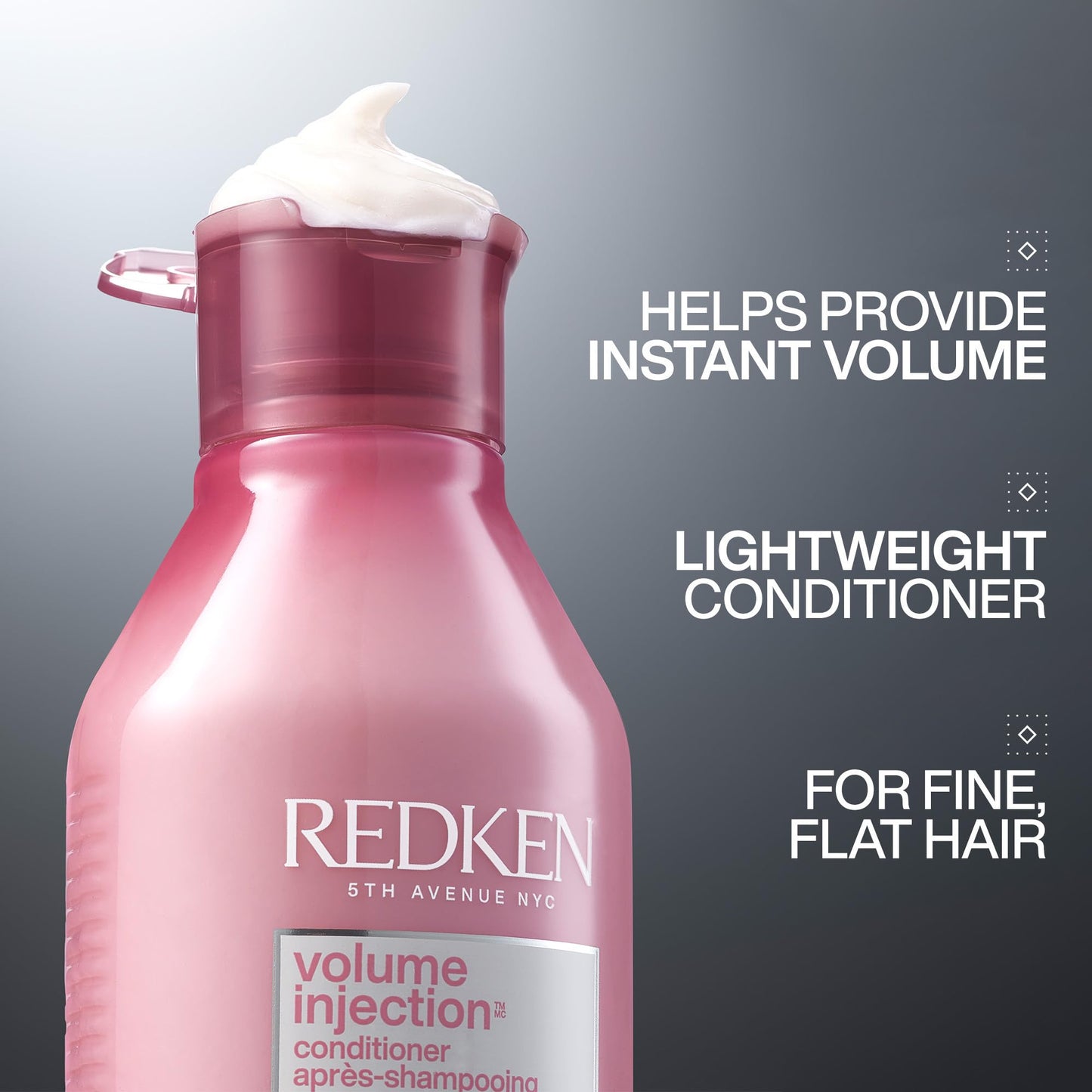 Redken Volume Injection Conditioner 10.1 fl oz | Lightweight Volumizing Conditioner for Fine, Flat Hair | Adds Body, Shine & Detangles | Paraben-Free