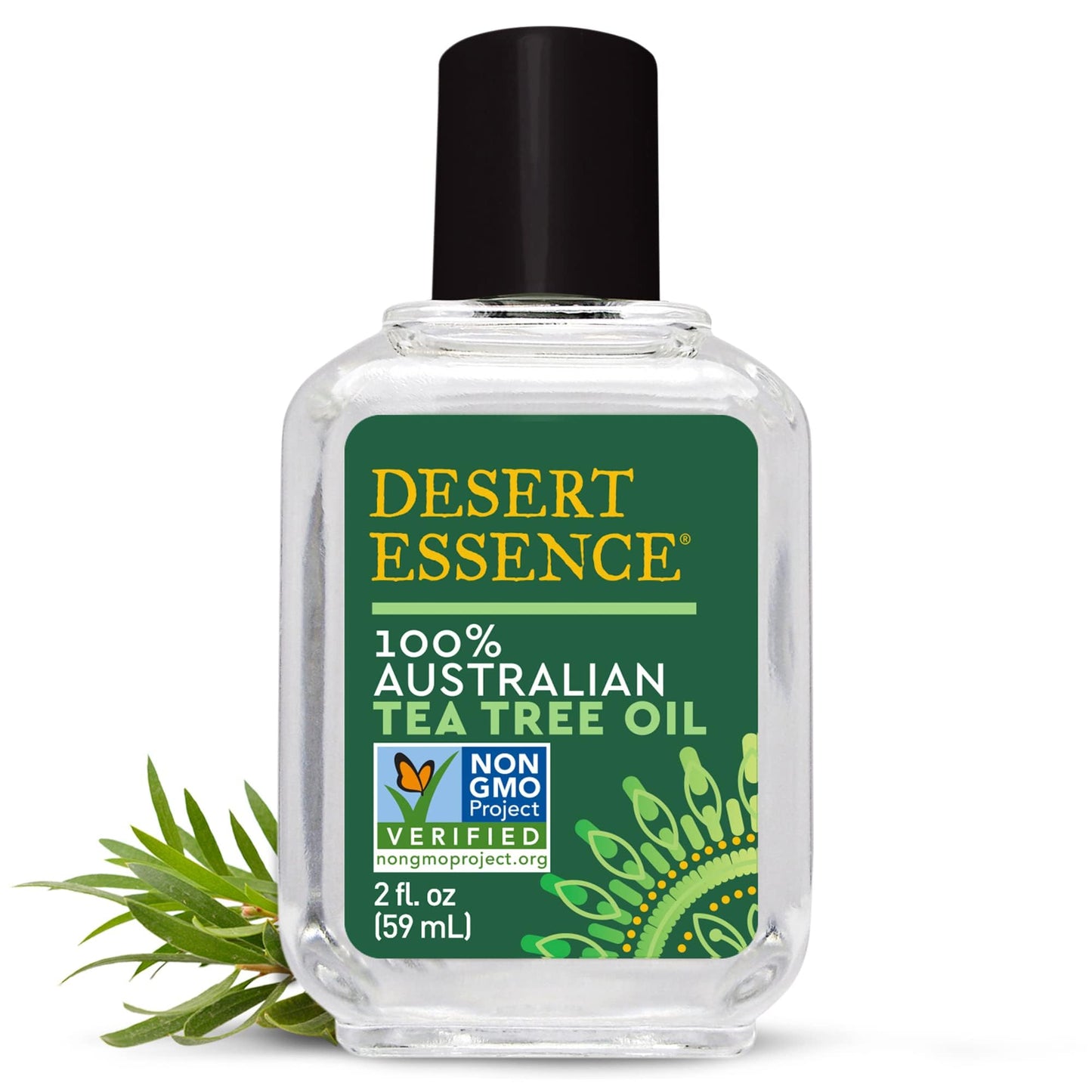 Desert Essence 100% Australian Tea Tree Oil, Therapeutic Grade Essential Oil for Skin & Hair Care, Cleansing, Soothing, Vegan, 2oz