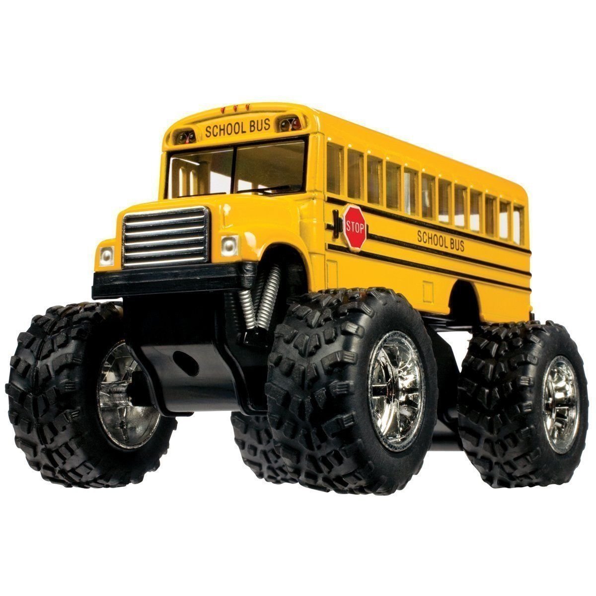 KinsFun 5" Monster School Bus Die Cast Metal Model, Pullback Action Toy Monster Truck