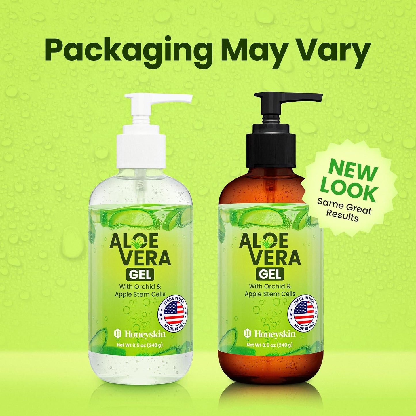 Honeyskin Soothing Aloe Vera Gel, Made in USA - Natural Relief for Sunburn & Dry Skin, Hydrating Summer Skincare, 8 Fl Oz