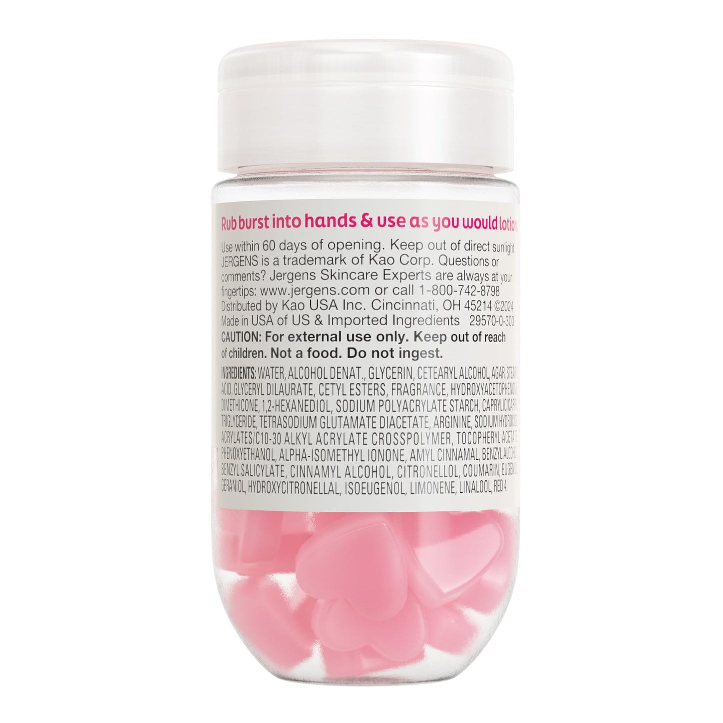 Jergens Cherry Almond Lotion Bursts, Squishy Heart-Shaped Moisturizer Bursts, Lotion Gifts for Teens, 38 Ct