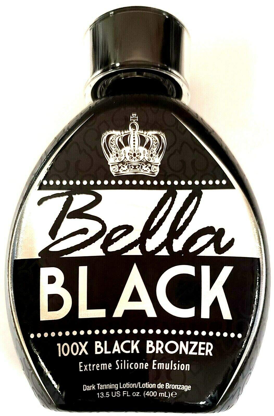 Bella Black 100X Dark Bronzer Tanning Lotion – Indoor Tanning Bed Lotion with Silicone Emulsion & Banana Fruit Extract – Instant Deep Tan, 13.5oz