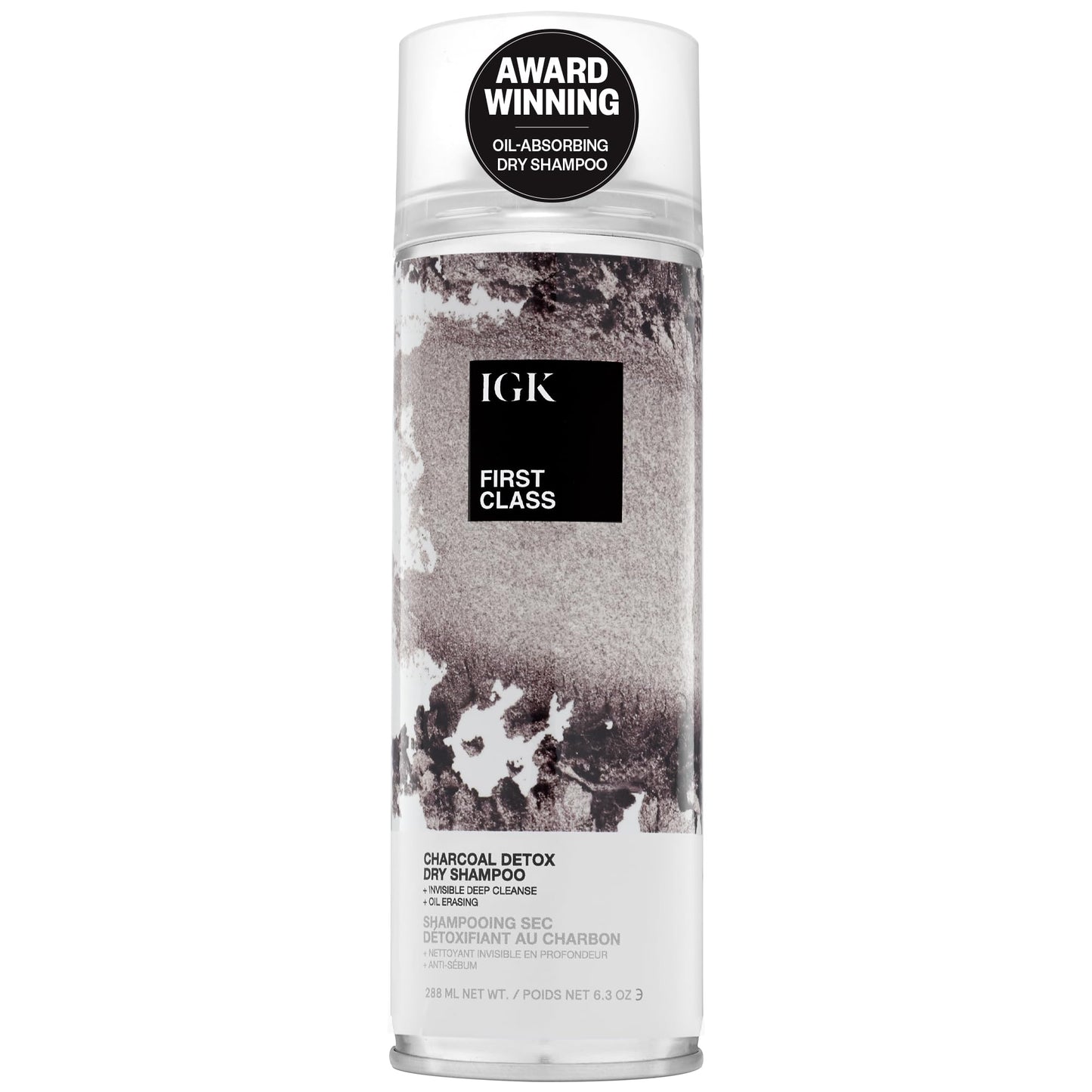 IGK FIRST CLASS Charcoal Detox Dry Shampoo, dry shampoo spray, overnight dry shampoo, best dry shampoo for oily hair, 6.3 Oz