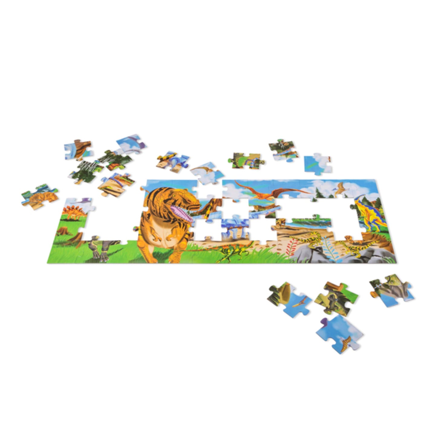 Melissa & Doug Land of Dinosaurs 48-Piece Jumbo Floor Puzzle, 4ft Long, Educational Screen-Free Activity for Kids 3+, FSC Certified