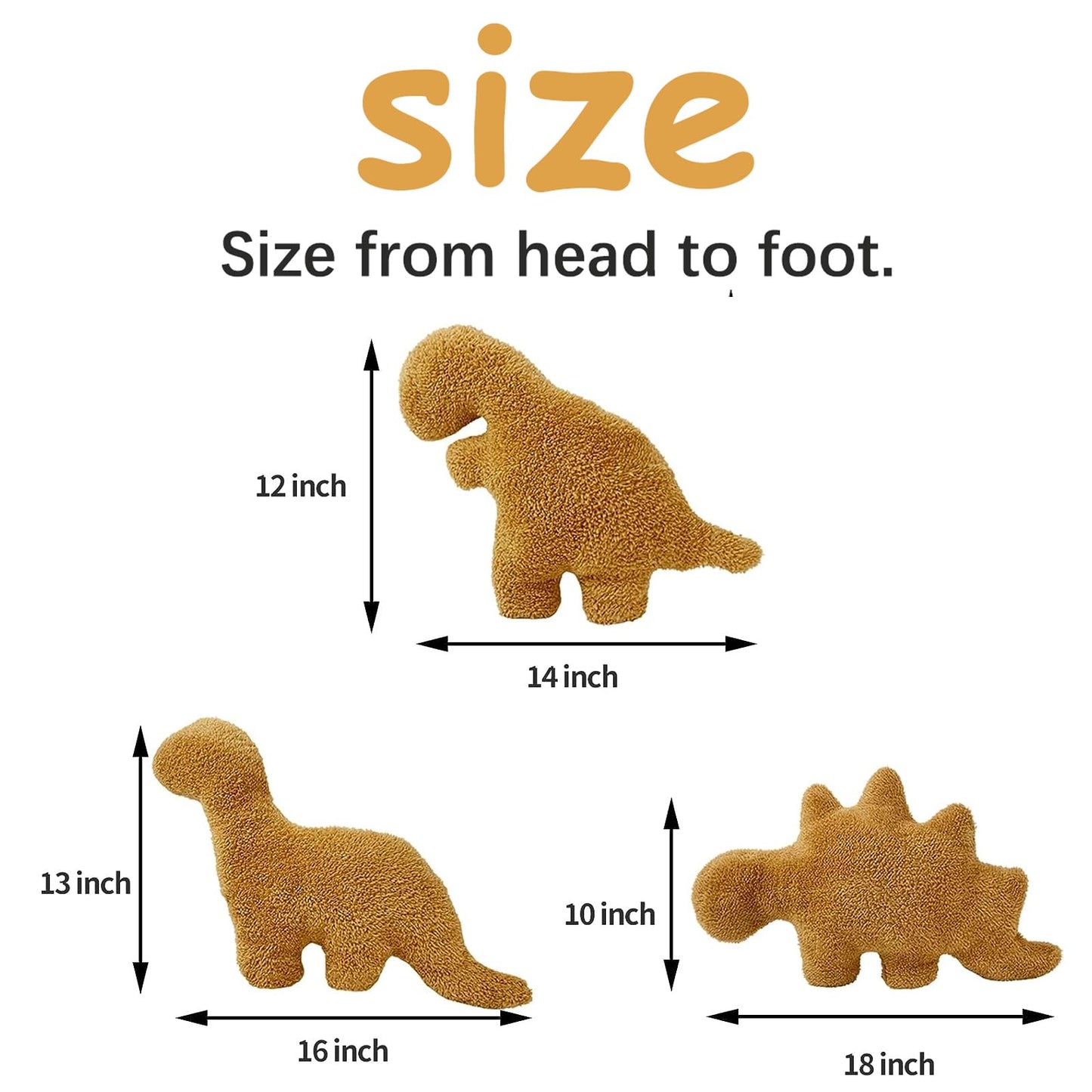 Lixzuch 3 Pack Dino Nugget Plush Pillows 18" – Dinosaur Chicken Nugget Stuffed Toy, Cute Party Decoration & Birthday Gift for Kids