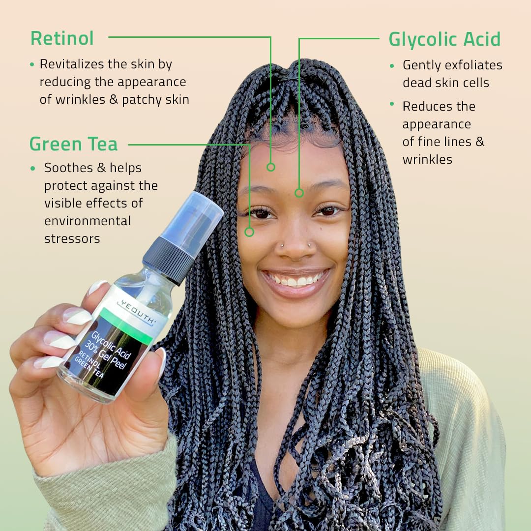 YEOUTH 30% Glycolic Acid Face Peel with Retinol – At-Home AHA Exfoliator for Smoother, Refreshed Skin, 1oz