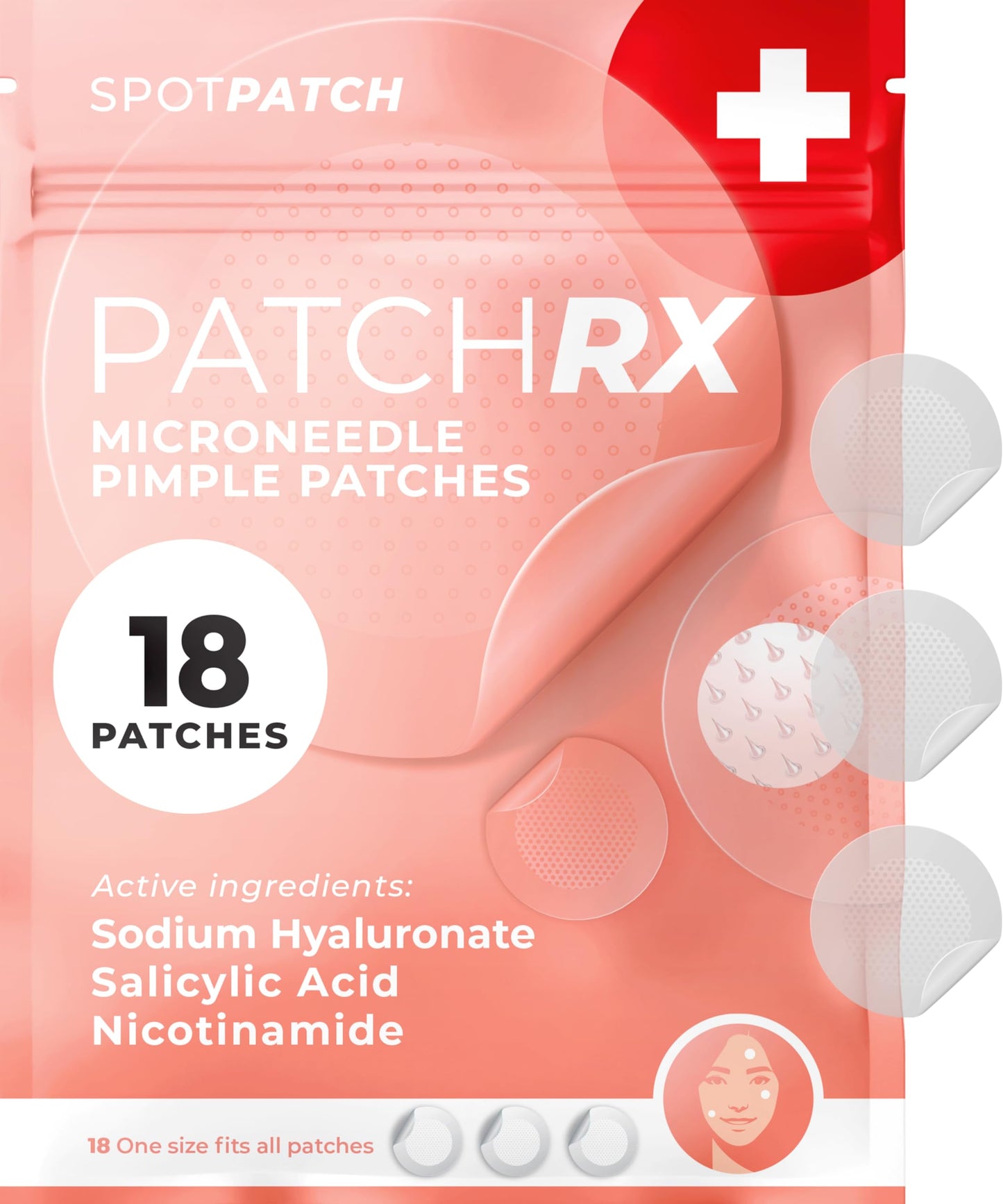 PatchRx Micro Needle Pimple Patch 18 Pack – Hydrocolloid Microdart Patches for Acne, Pimples, Overnight Spot Treatment