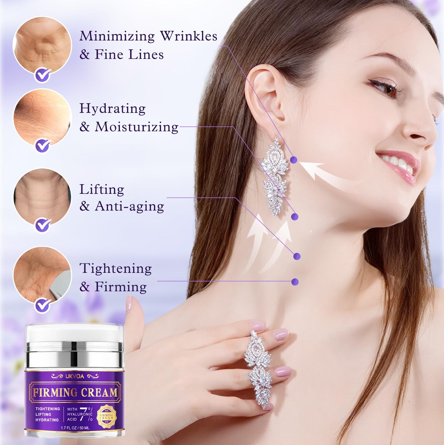 UKVOA Retinol Neck & Face Cream for Women – Anti-Aging, Firming & Tightening with Collagen & Hyaluronic Acid, 1.7 fl oz