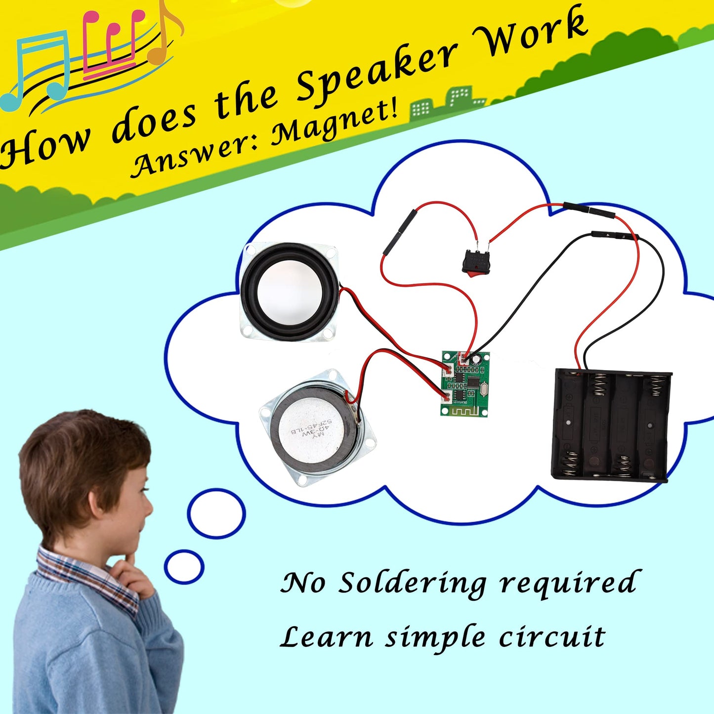 Build Your Own Bluetooth Speaker STEM Kit – DIY Electronics & Science Experiment for Kids & Teens, Beginner-Friendly Dual Speaker Set