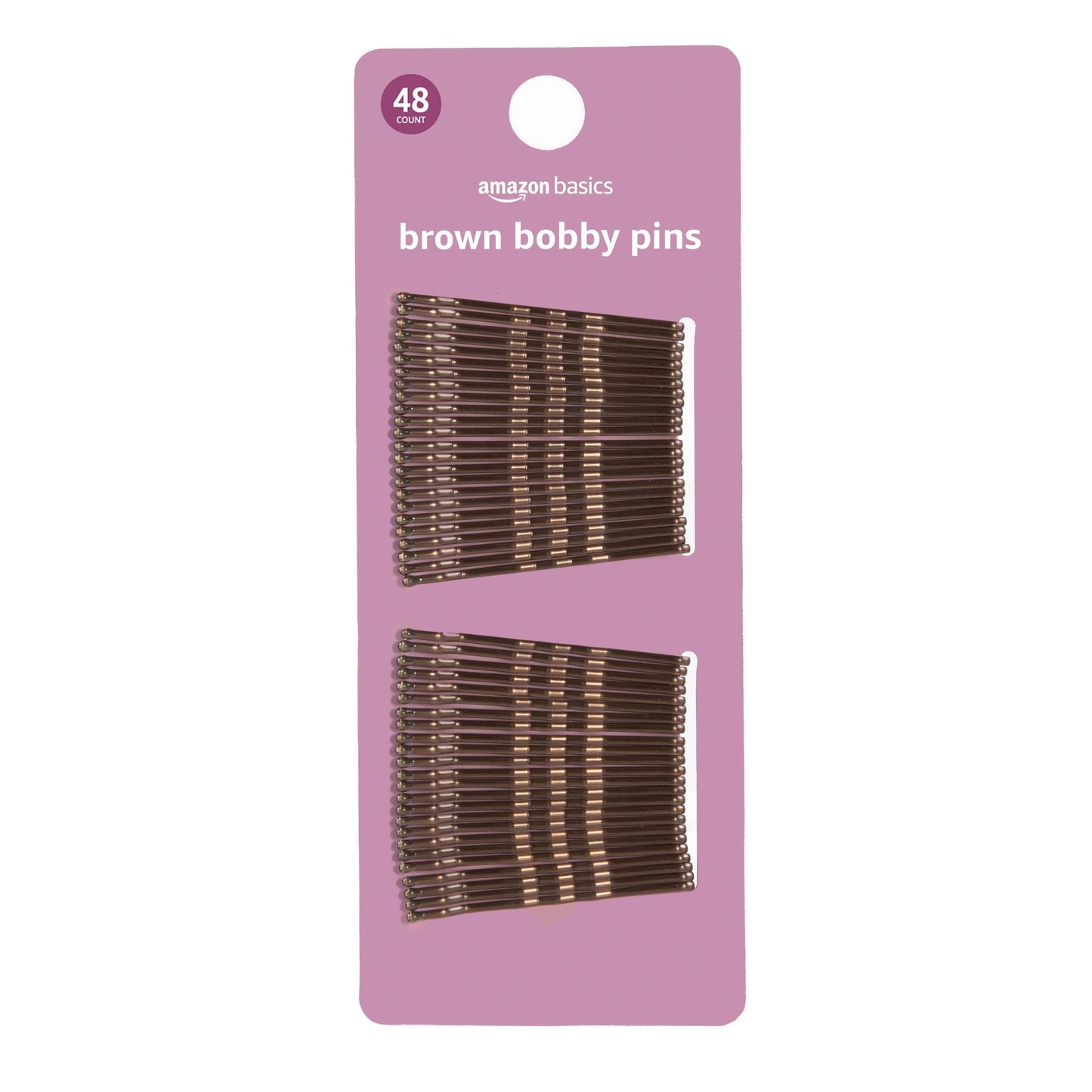 Amazon Basics Bobby Pins, Browth Hair Pins for all Hair types, 48 Count