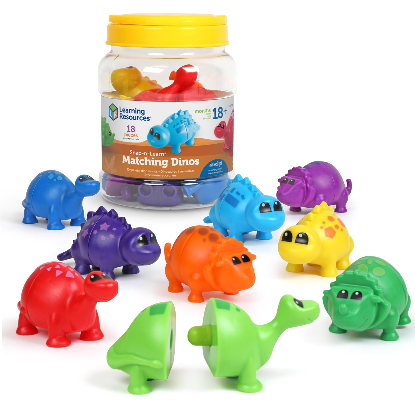 Learning Resources Snap-n-Learn Dinosaur Toys – Mini Figures, Matching Game, Sensory Bin, Toddler Travel, Montessori Counting & Motor Skills