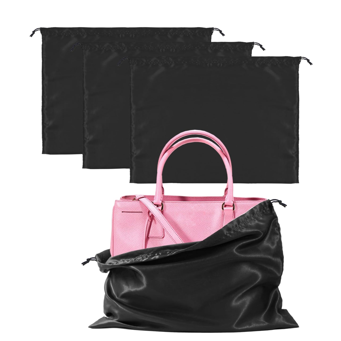 3-Pack Silk Purse Dust Bags for Handbags, Purses, Shoes & Boots – Drawstring Storage Covers