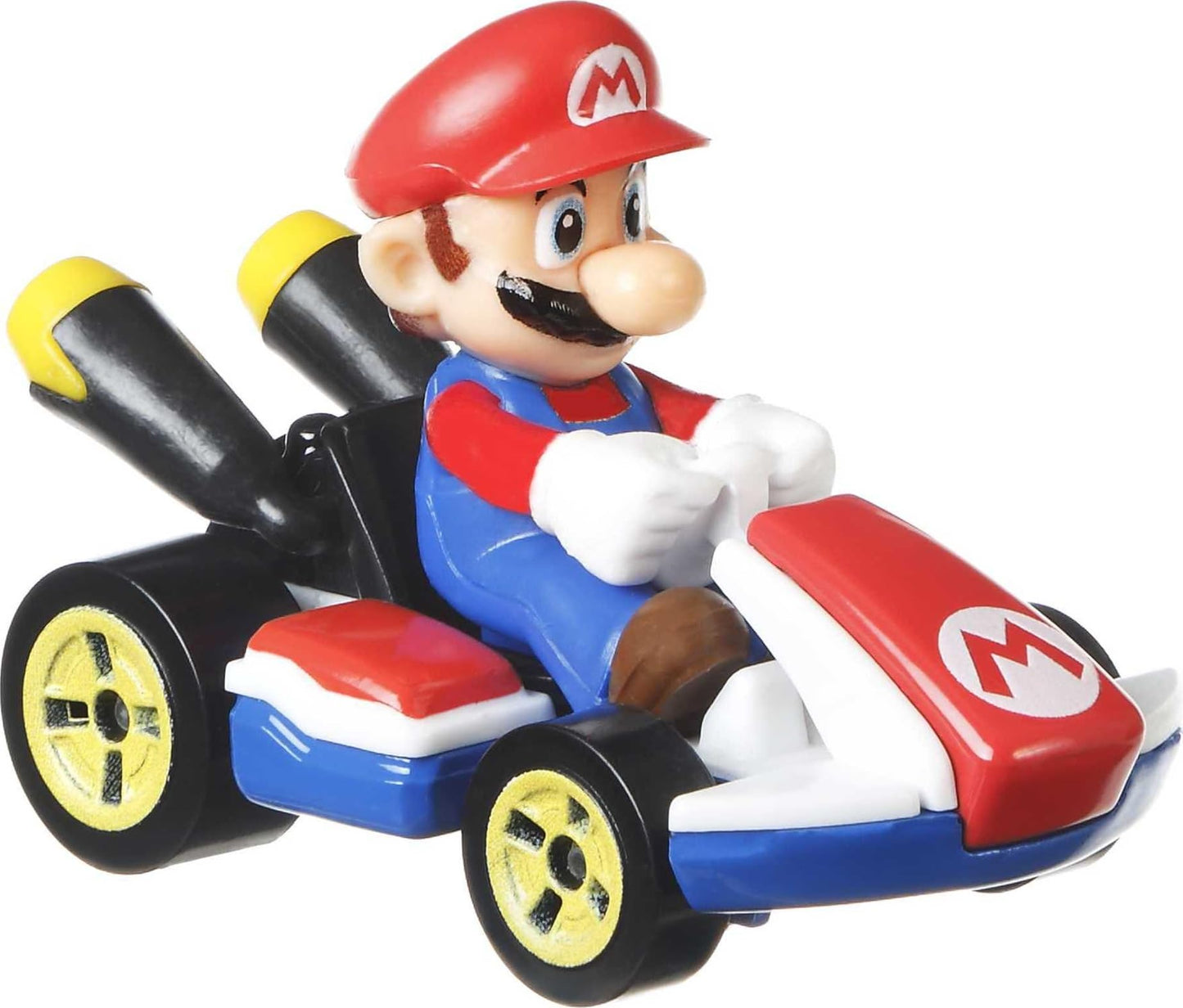 Hot Wheels Mario Kart Set of 4 Die-Cast Toy Cars with Attached Character Drivers, Includes Black Yoshi (Amazon Exclusive)