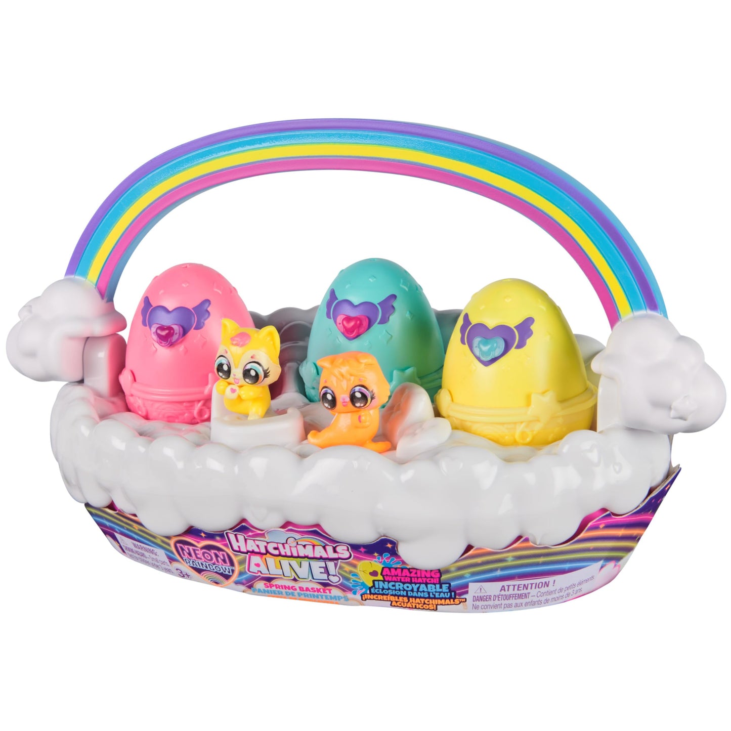 Hatchimals Alive, Neon Rainbow Spring Basket Toy (Styles May Vary), 3 Self-Hatching Easter Eggs, Fun Gift & Kids Toys for Girls & Boys Ages 3 and up