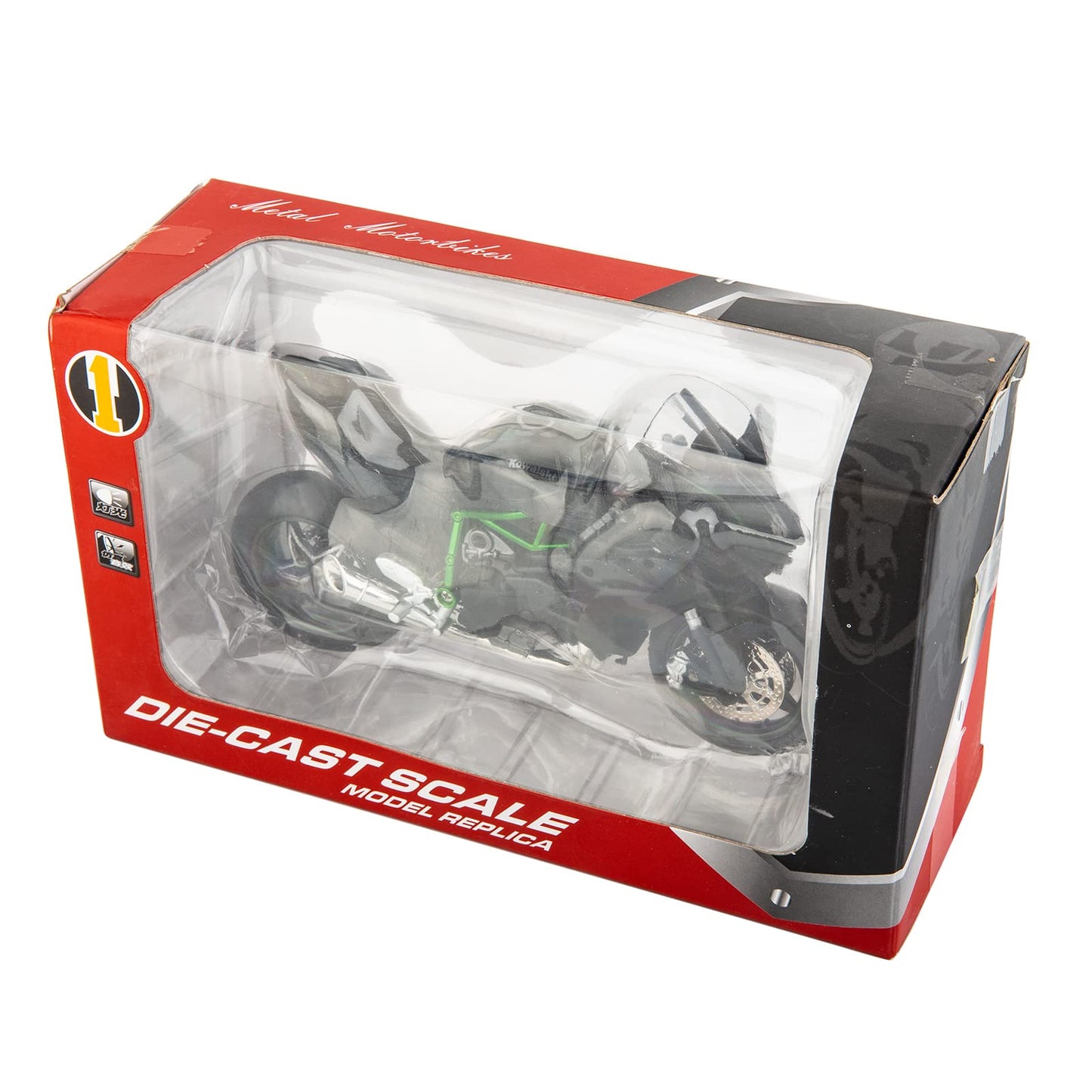 BDTCTK Compatible for 1:12 Kawasaki Ninja H2R Motorcycle DieCast Model, Suspension and Free Roller, Toy Car, Motorcycle Collection, Gift Black