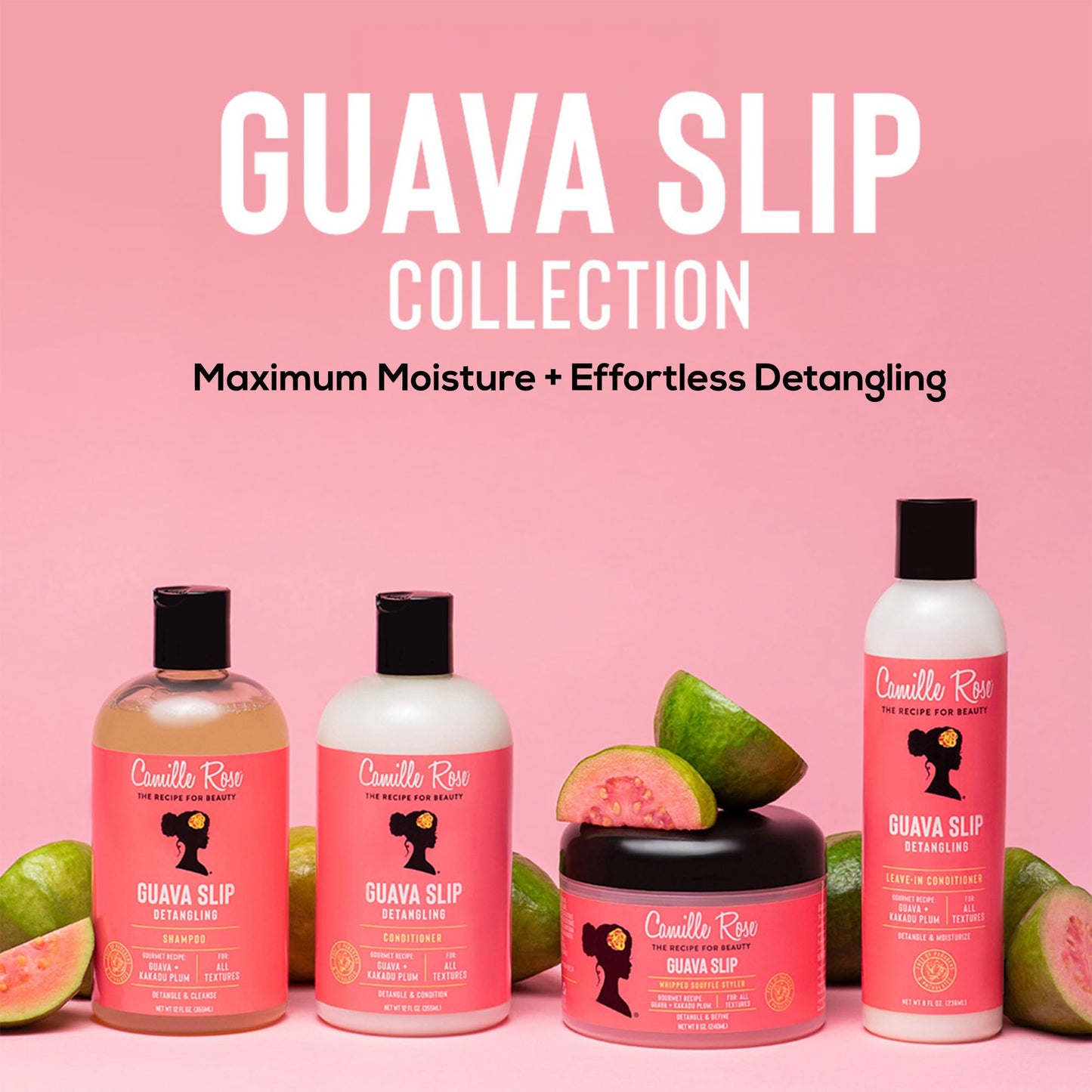 Camille Rose Guava Slip Detangling Leave-In Conditioner with Guava, Kakadu Plum & Aloe Leaf Juice – Softens & Smooths All Hair Types, 8 fl oz