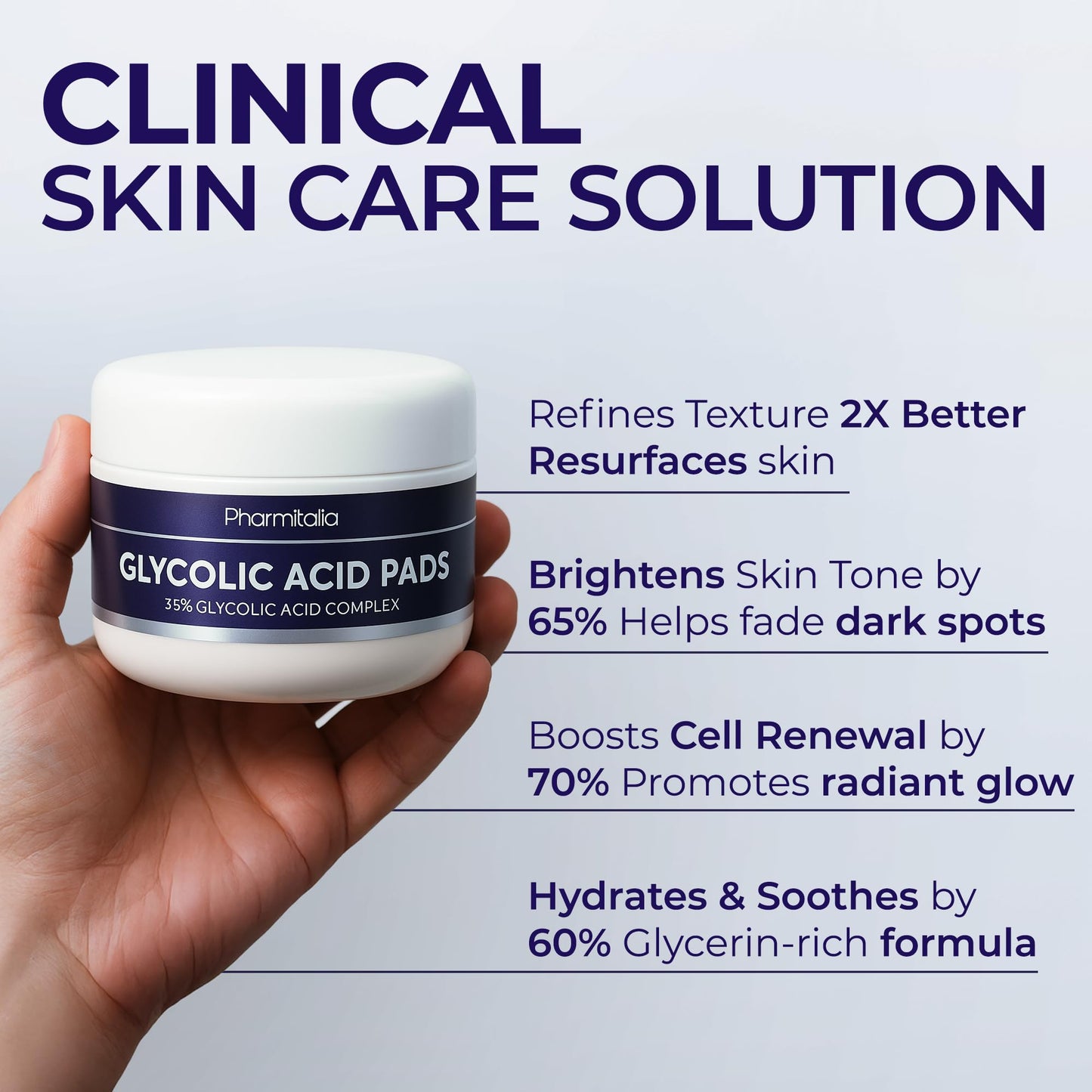 Glycolic Acid Pads - Resurfacing Pads for Face 35% - Exfoliating Peel Pad for Body and Dark Spots - Fine Lines and Wrinkles - 60 Count