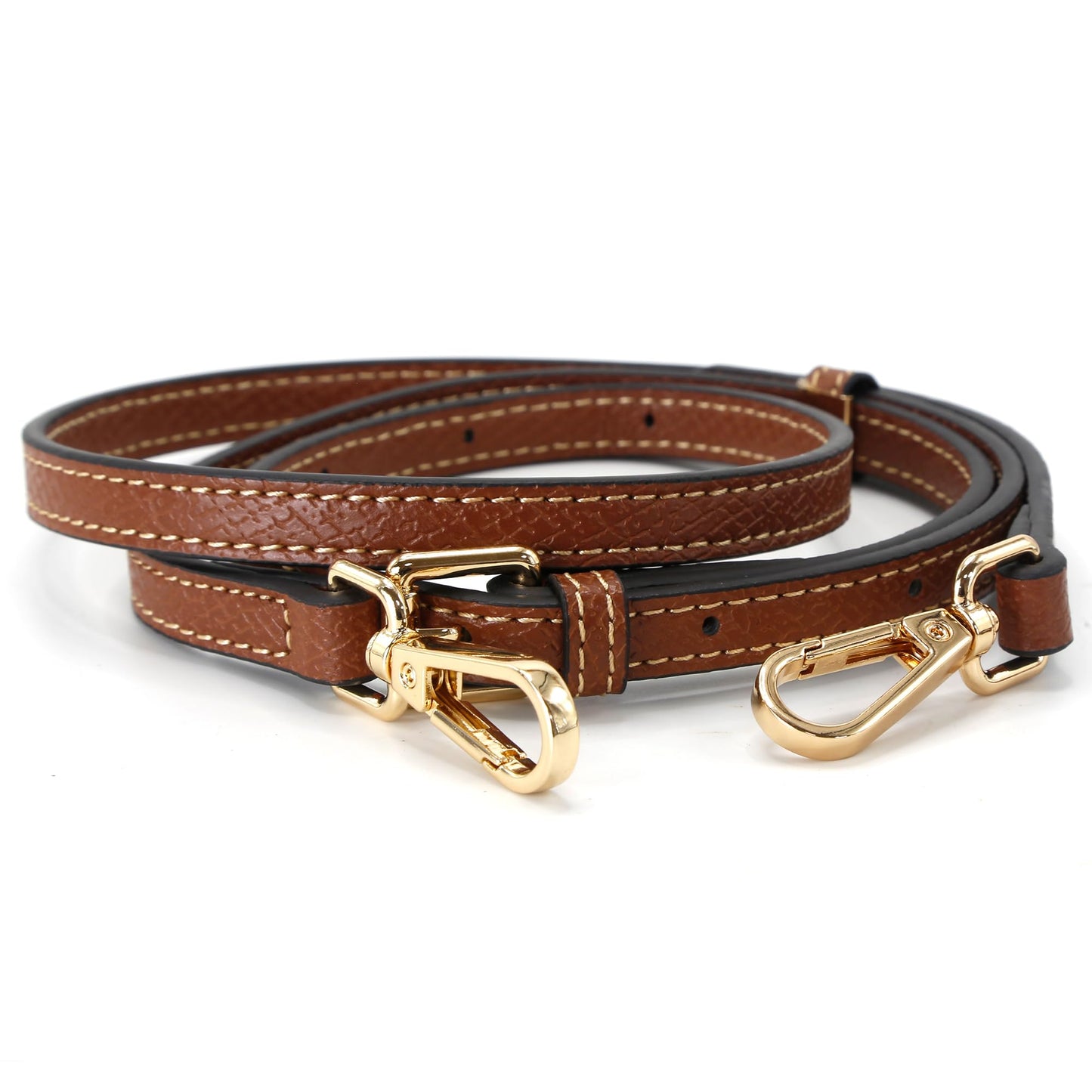 Mini Bags Leather Shoulder Strap Adjustable 94-114cm Bag Straps (brown&gold)