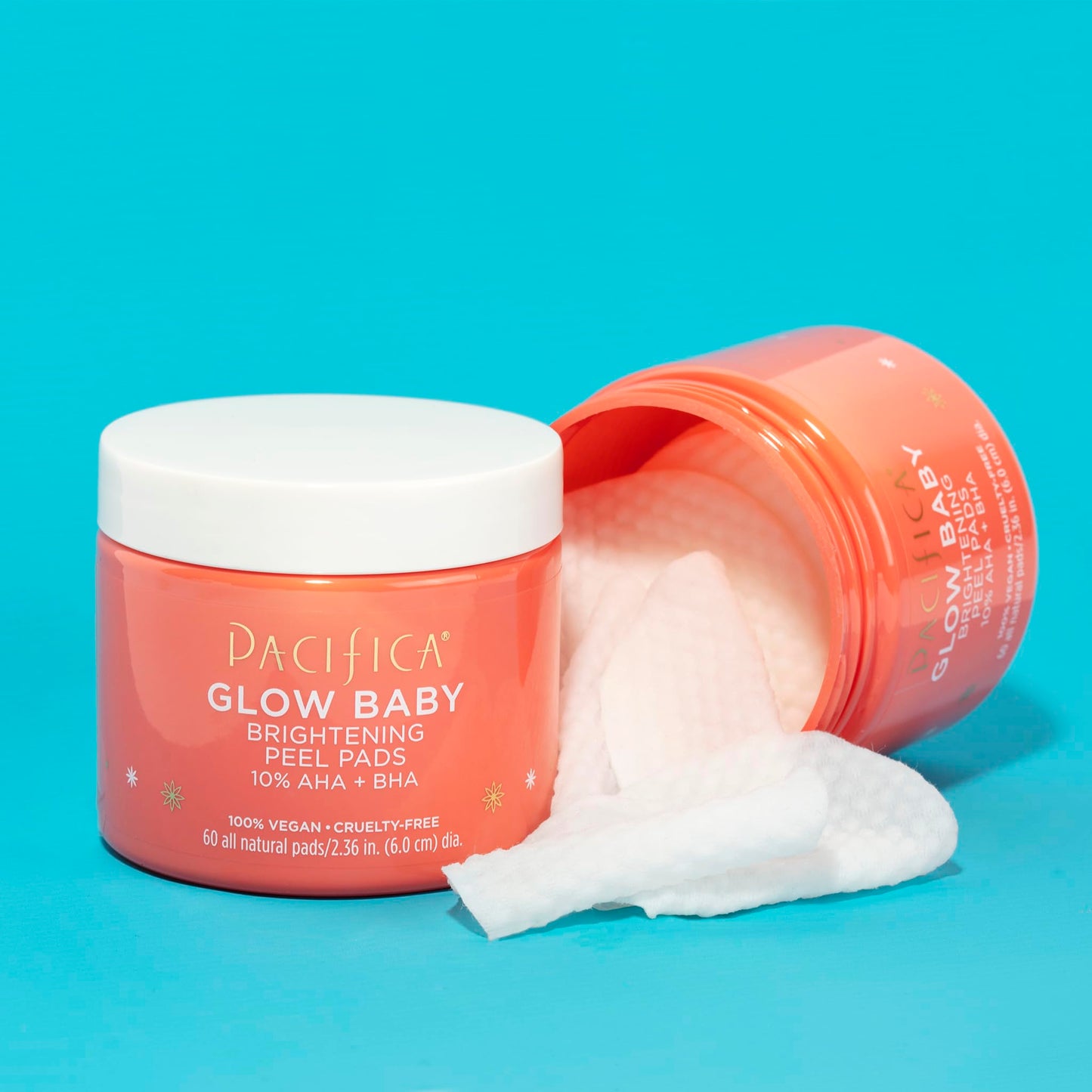 Pacifica Glow Baby Brightening Peel Pads – 10% AHA & BHA Exfoliating Face Pads with Glycolic & Salicylic Acid, Smooth Skin, 60 Ct